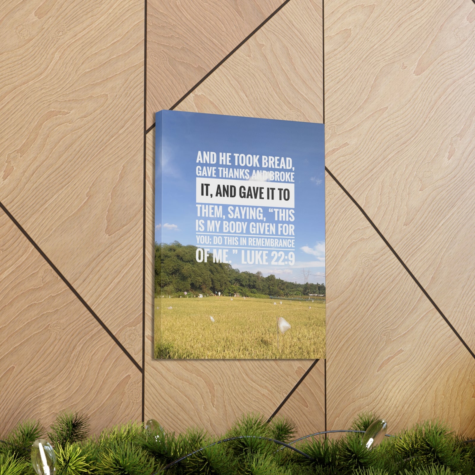 Scripture Canvas Gave Thanks Luke 22:9 Christian Wall Art Bible Verse Print Ready to Hang-Express Your Love Gifts