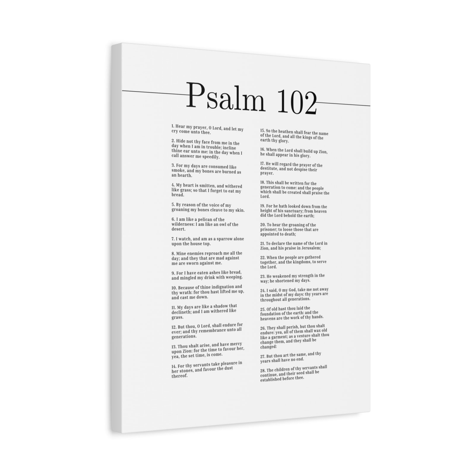 Scripture Canvas Hear My Prayer, O Lord Psalm 102 Christian Wall Art Bible Verse Print Ready to Hang-Express Your Love Gifts