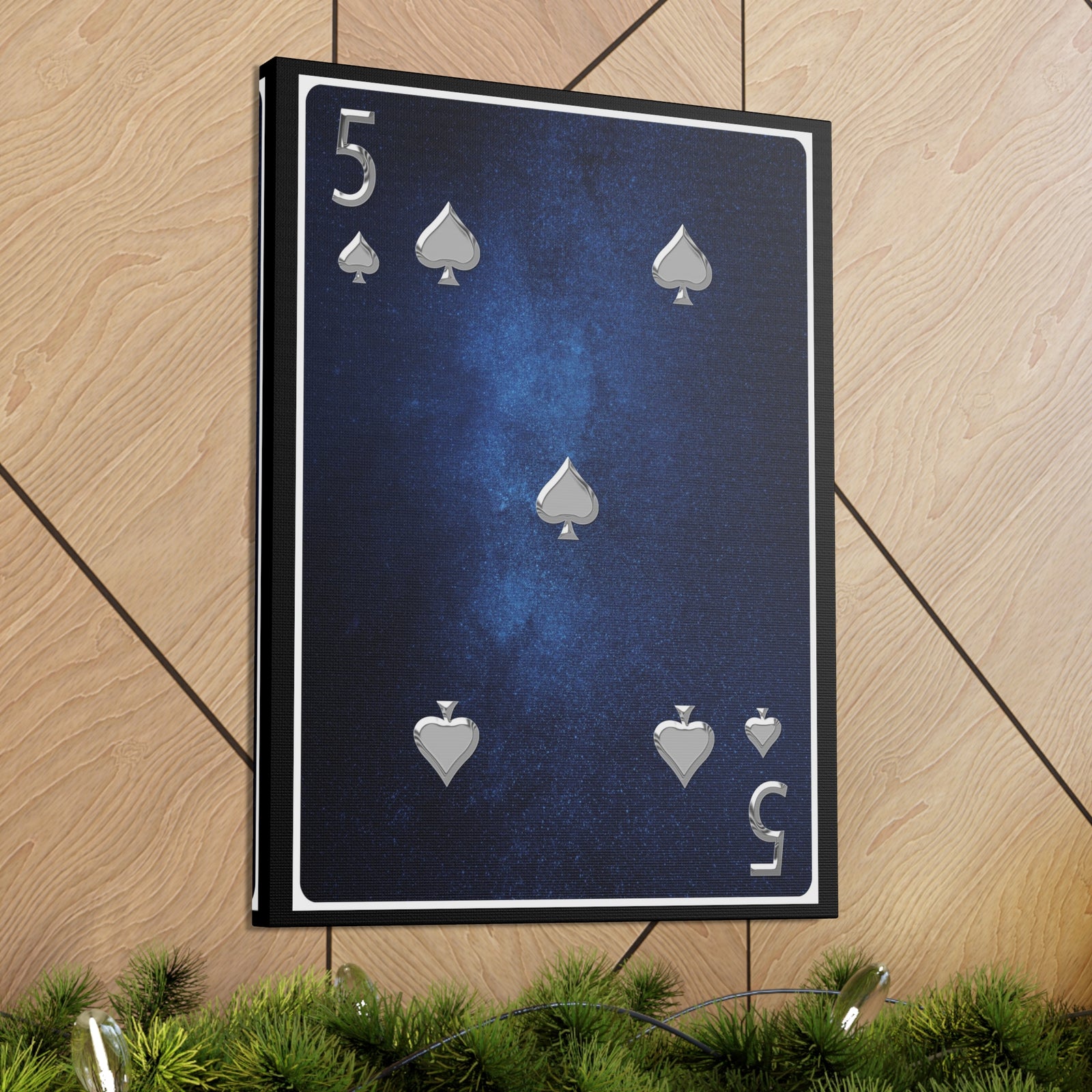Five Of Spades Space Background Playing Card Canvas Wall Art for Home Decor Ready-to-Hang-Express Your Love Gifts