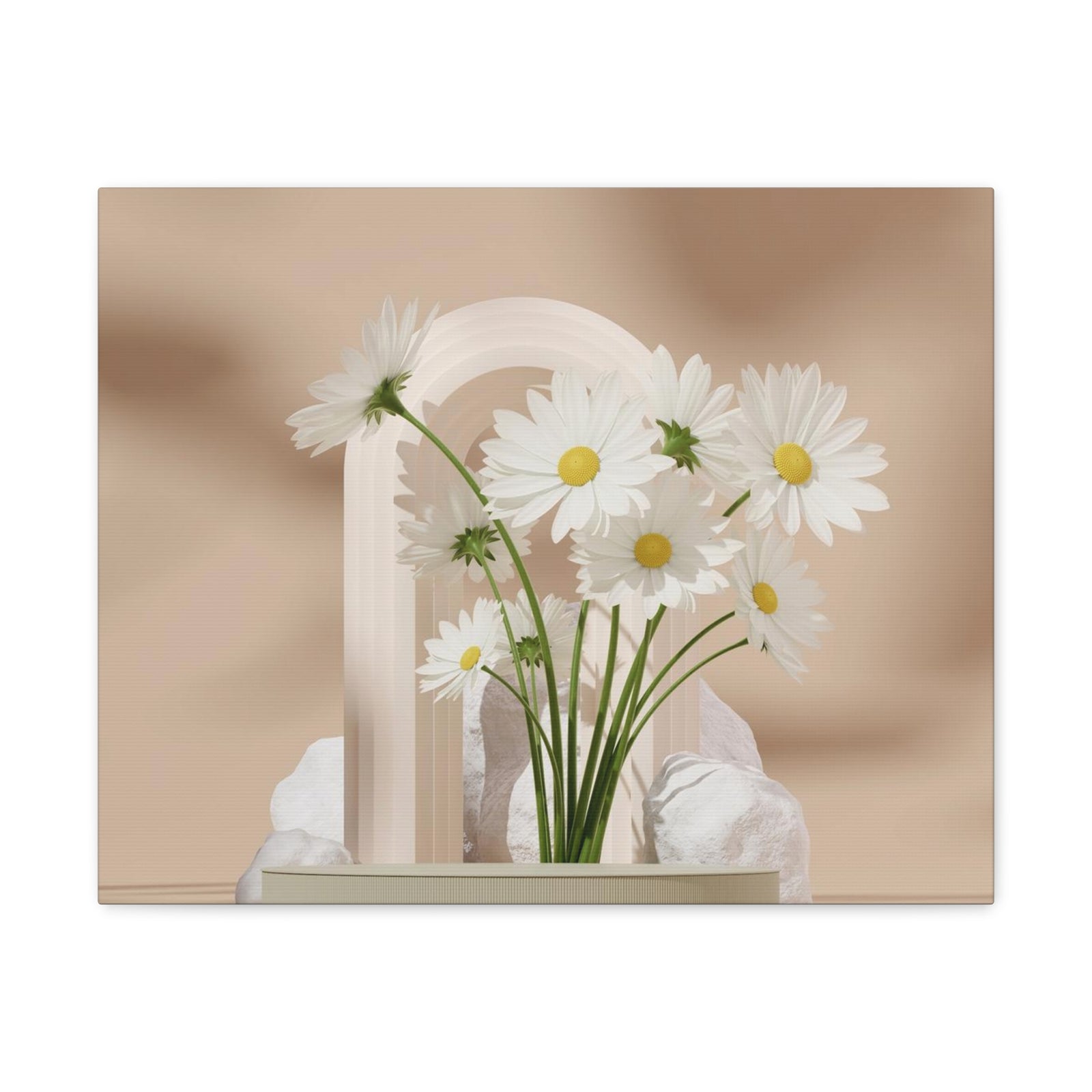 Daisy Flower and White Rocks Flower Canvas Wall Art for Home Decor Ready-to-Hang-Express Your Love Gifts