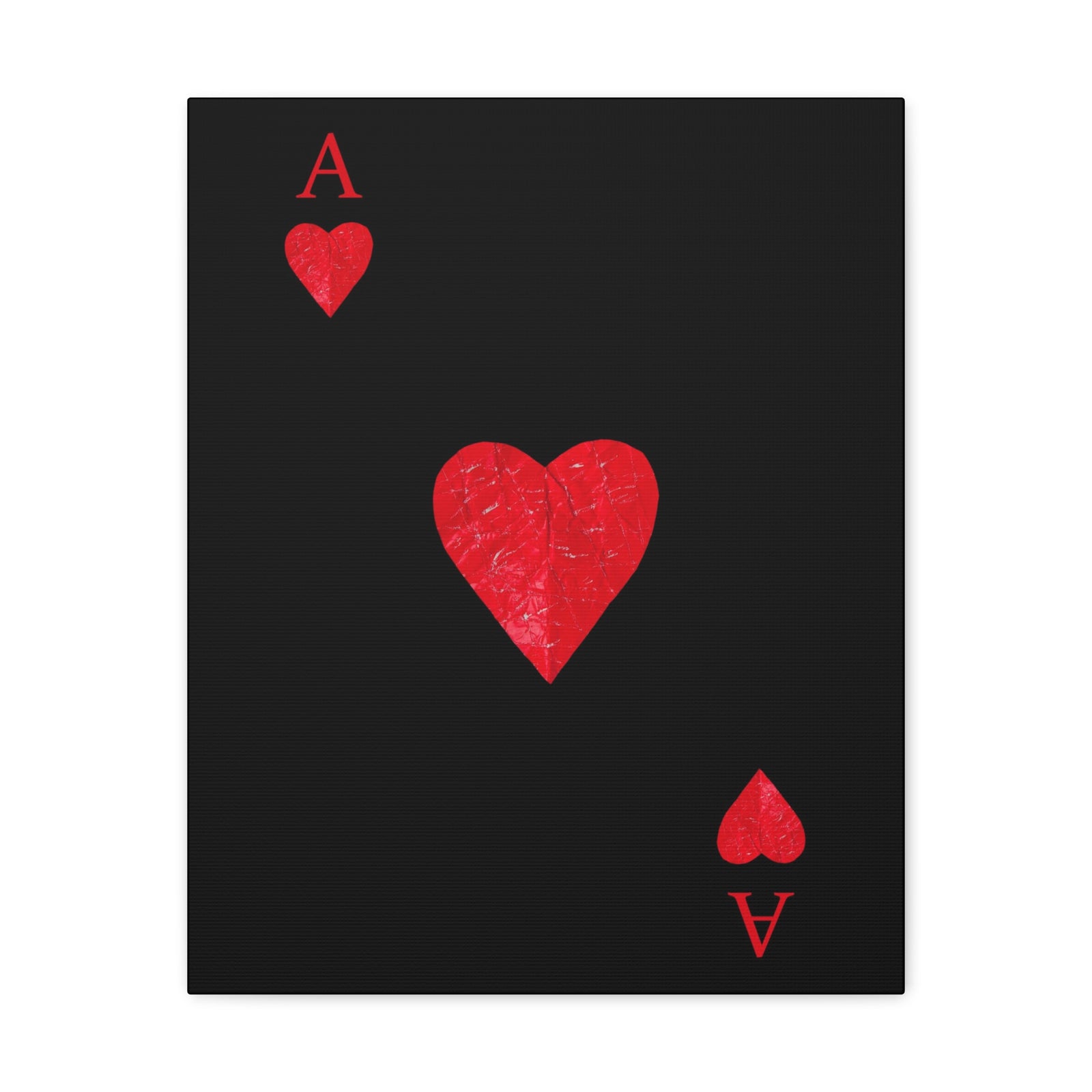 Ace Of Hearts Black Surface Playing Card Canvas Wall Art for Home Decor Ready-to-Hang-Express Your Love Gifts