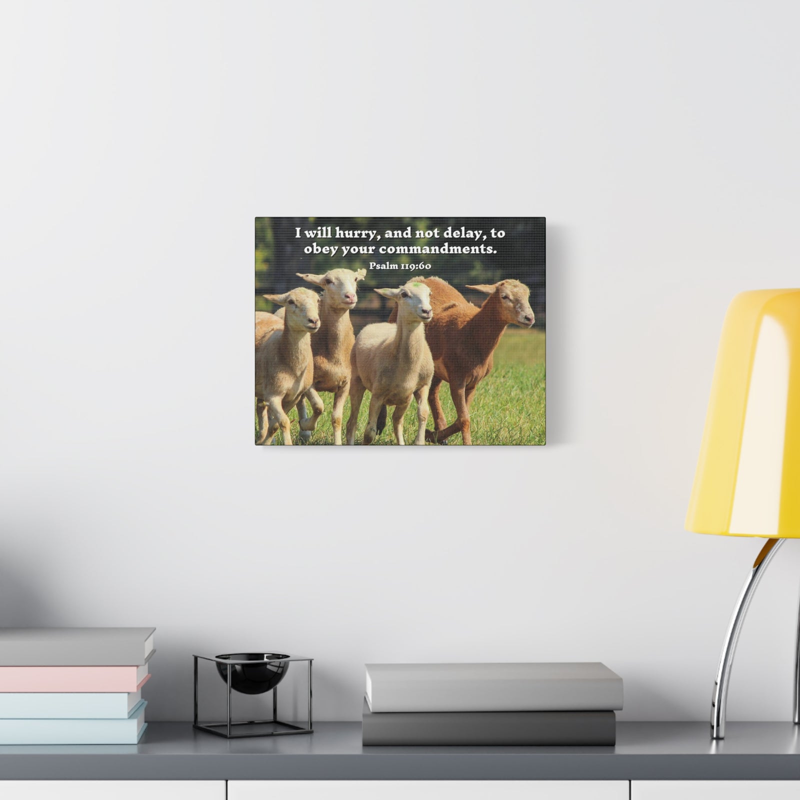 Scripture Canvas Obey Your Commandments Psalm 119:60 Christian Wall Art Bible Verse Print Ready to Hang-Express Your Love Gifts