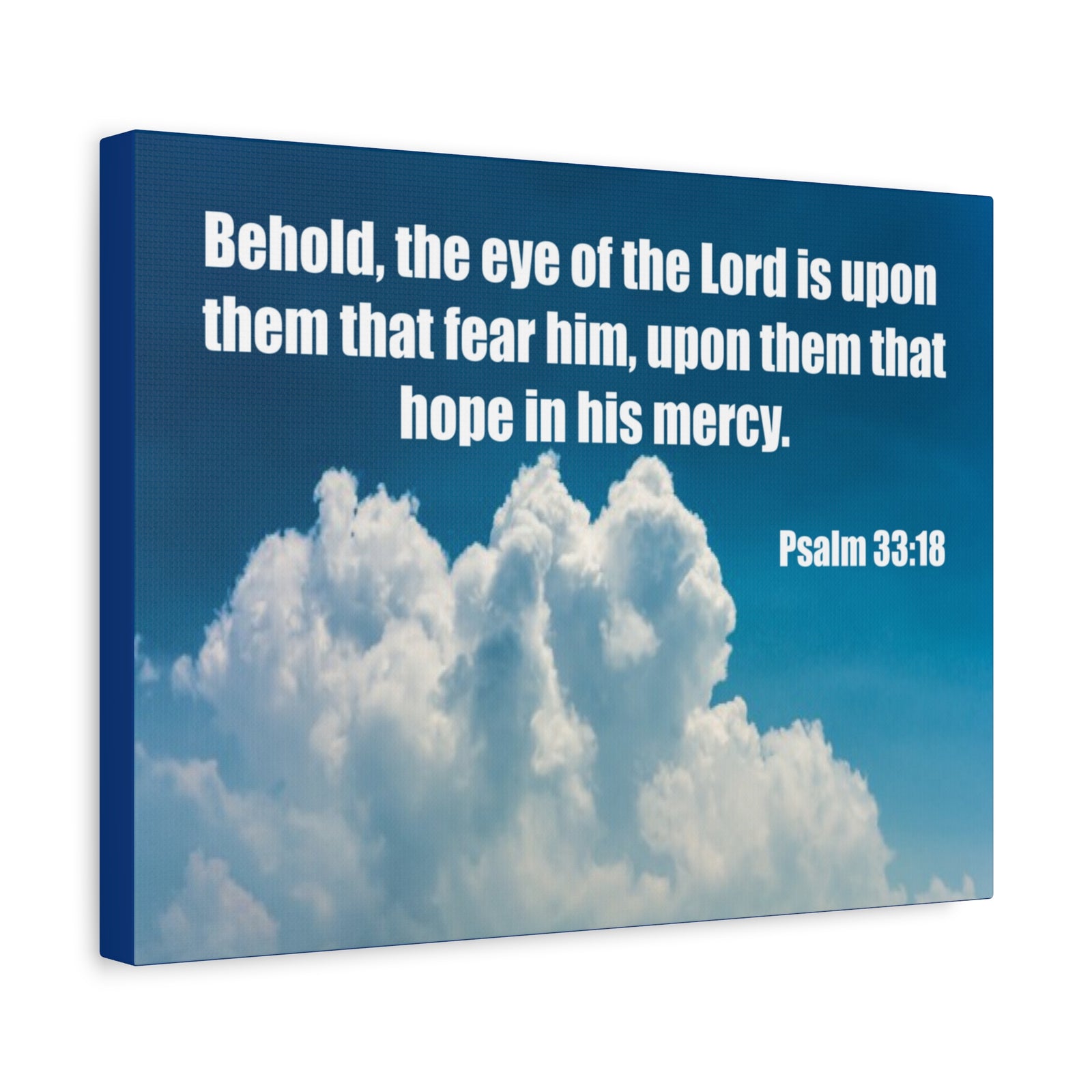 Bible Verse Canvas Hope in His Mercy Psalm 33:18 Christian Home Décor Wall Art Scripture Ready to Hang Faith Print-Express Your Love Gifts