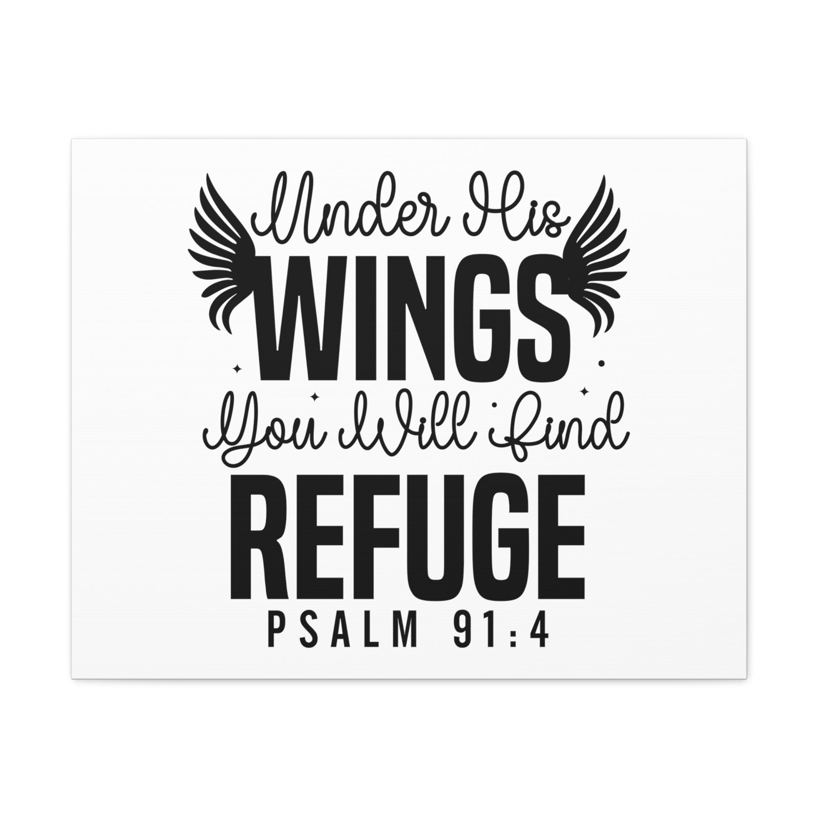 Scripture Walls Psalm 91:4 Under His Wings Bible Verse Canvas Christian Wall Art Ready to Hang Unframed-Express Your Love Gifts