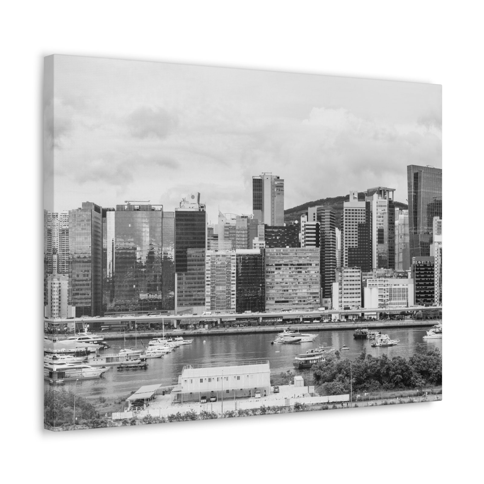 Hong Kong Black And White Skyline Canvas Artwork High-Quality Breathtaking Stunning Cityscape for Home Decor Ready to Hang-Express Your Love Gifts