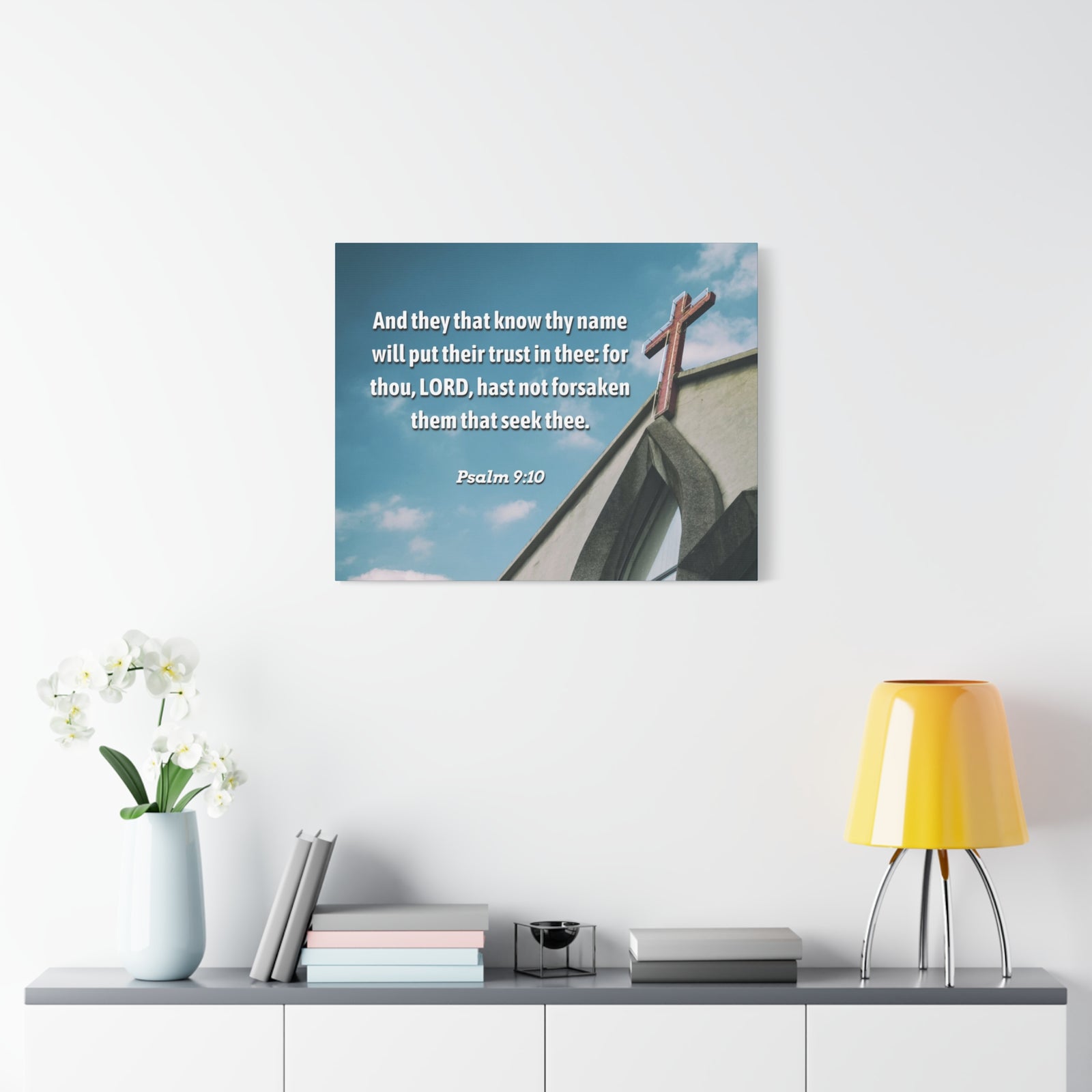 Scripture Canvas Trust In Thee Psalms 9:10 Christian Wall Art Bible Verse Print Ready to Hang-Express Your Love Gifts