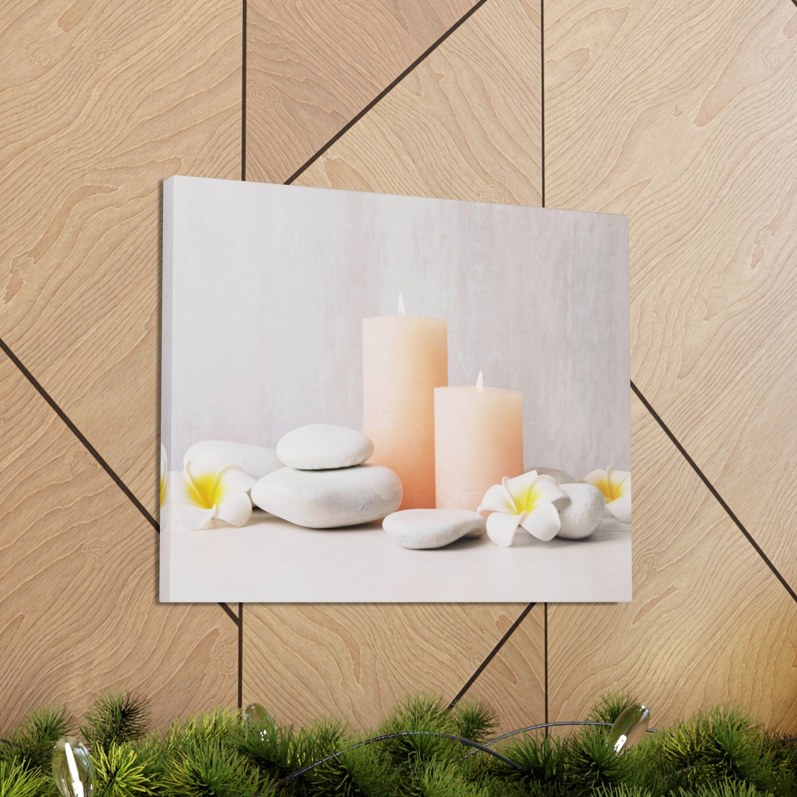 Lighted Candles and Flowers Forest Floral Nature Photography Canvas Wall Art for Home Decor Ready-to-Hang-Express Your Love Gifts