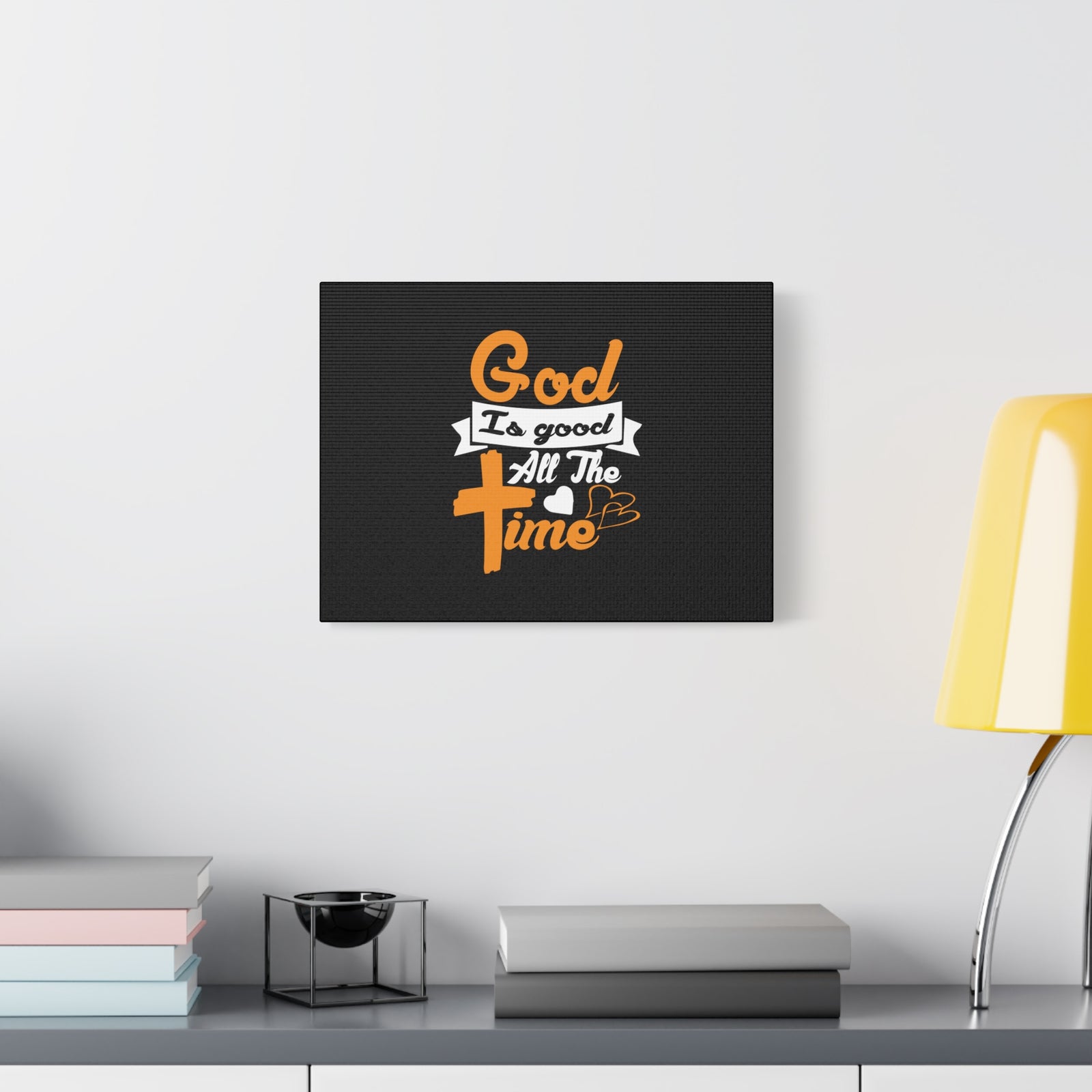 Scripture Canvas God Is Good All The Time Psalm 100:5 Orange Christian Wall Art Bible Verse Print Ready to Hang-Express Your Love Gifts