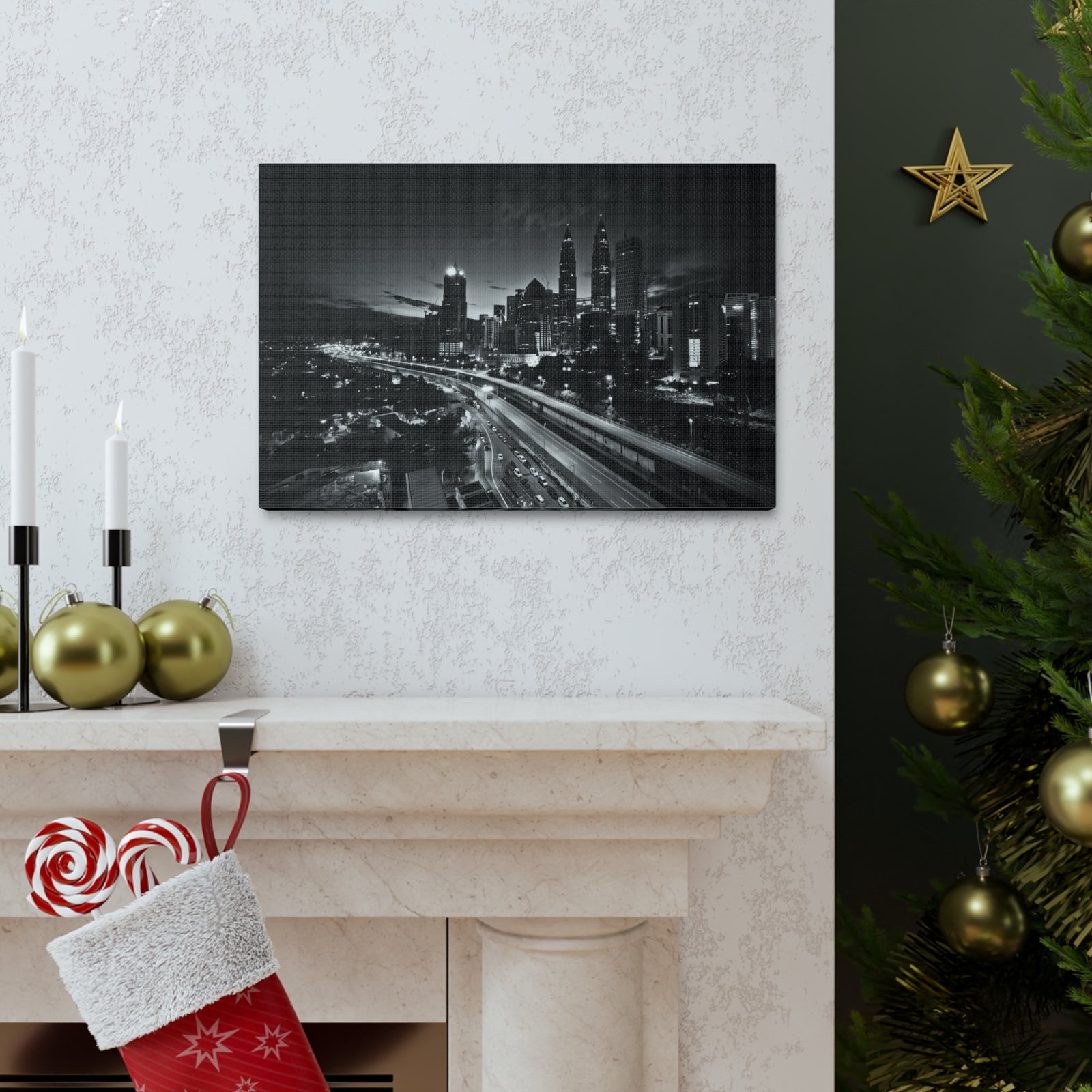 Kuala Lumpur Black And White Skyline Canvas Artwork High-Quality Breathtaking Stunning Cityscape for Home Decor Ready to Hang-Express Your Love Gifts