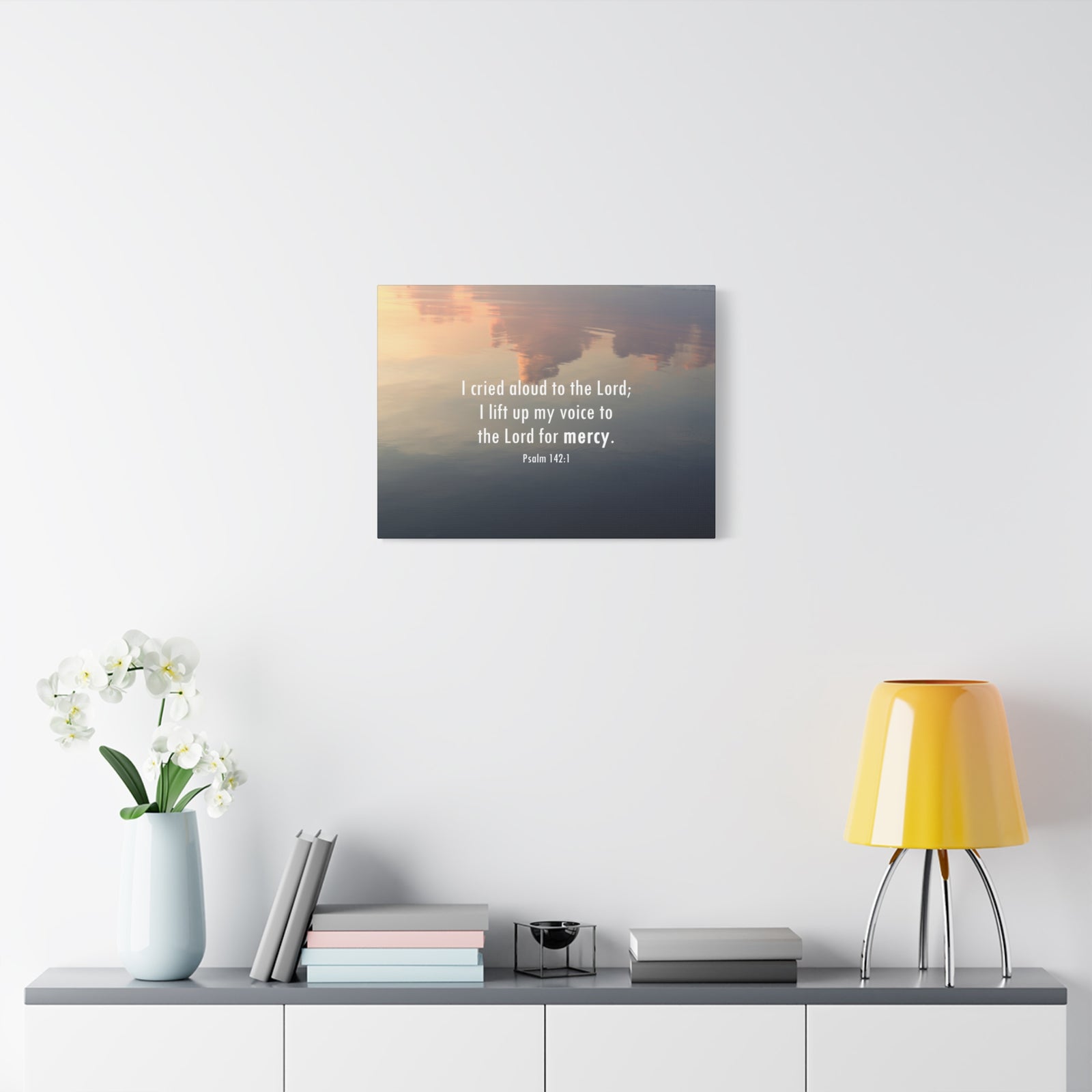 Scripture Walls The Lord Of Mercy Psalm 142:1 Bible Verse Canvas Christian Wall Art Ready to Hang-Express Your Love Gifts