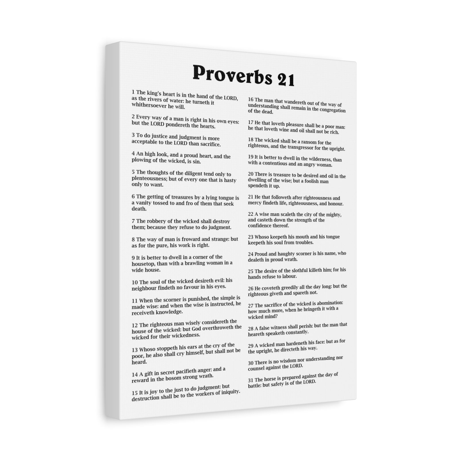 Scripture Walls Proverbs Chapter 21 White Bible Canvas Christian Wall Art Ready to Hang Unframed-Express Your Love Gifts