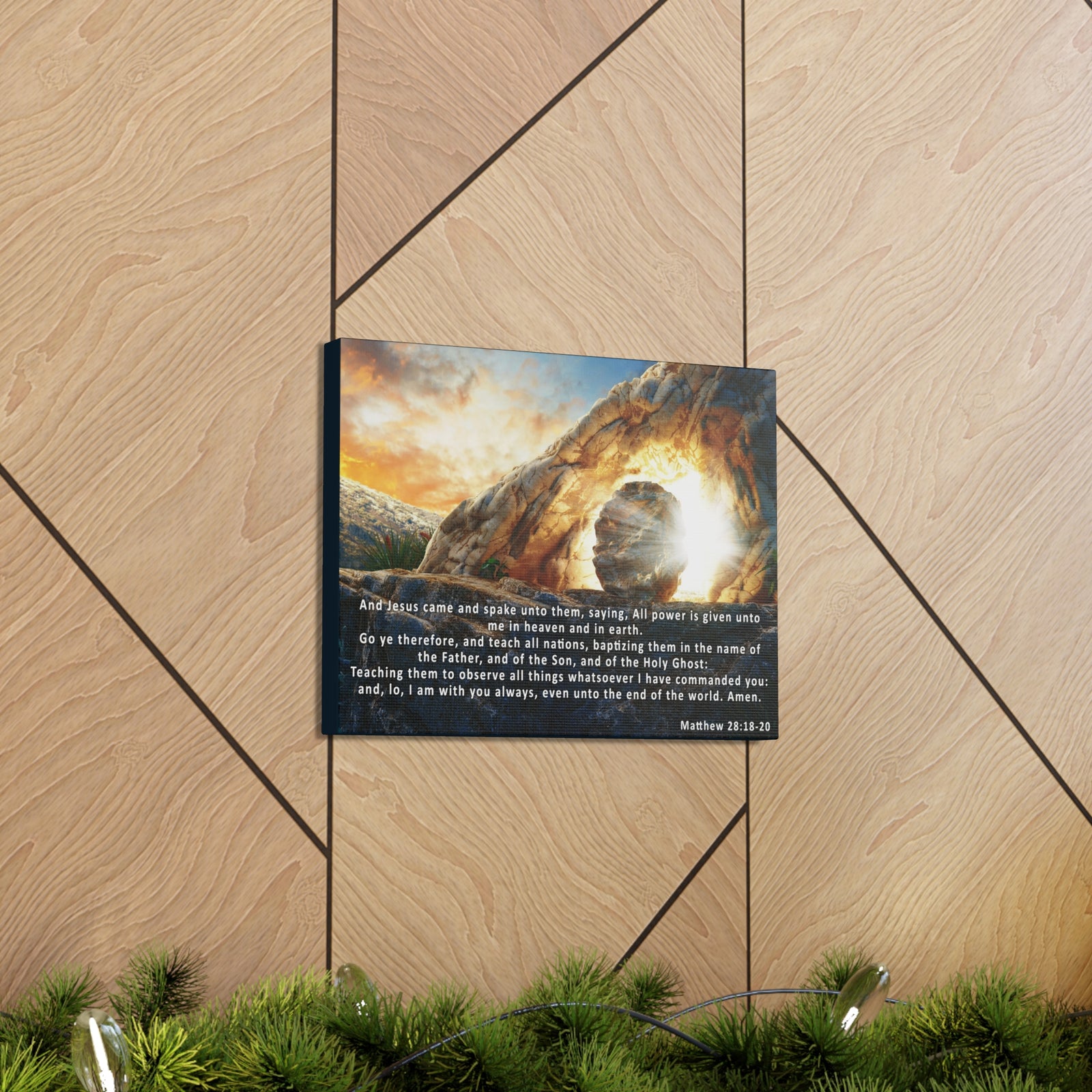 Scripture Walls Matthew 28:18-20 KJV Bible Verse Canvas Christian Wall Art Ready to Hang Unframed-Express Your Love Gifts