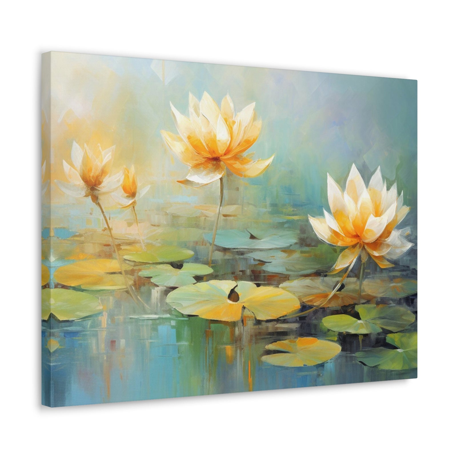 Hand-painted Lotus Flower Canvas Wall Art for Home Decor Ready-to-Hang-Express Your Love Gifts