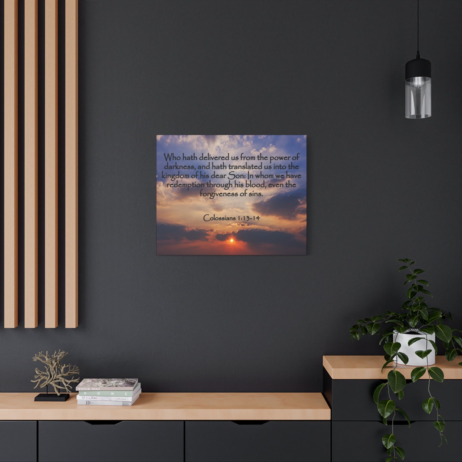Bible Verse Canvas Into The Kingdom of His Dear Son Colossians 1:13-14 Christian Home Décor Wall Art Scripture Ready to Hang Faith Print-Express Your Love Gifts