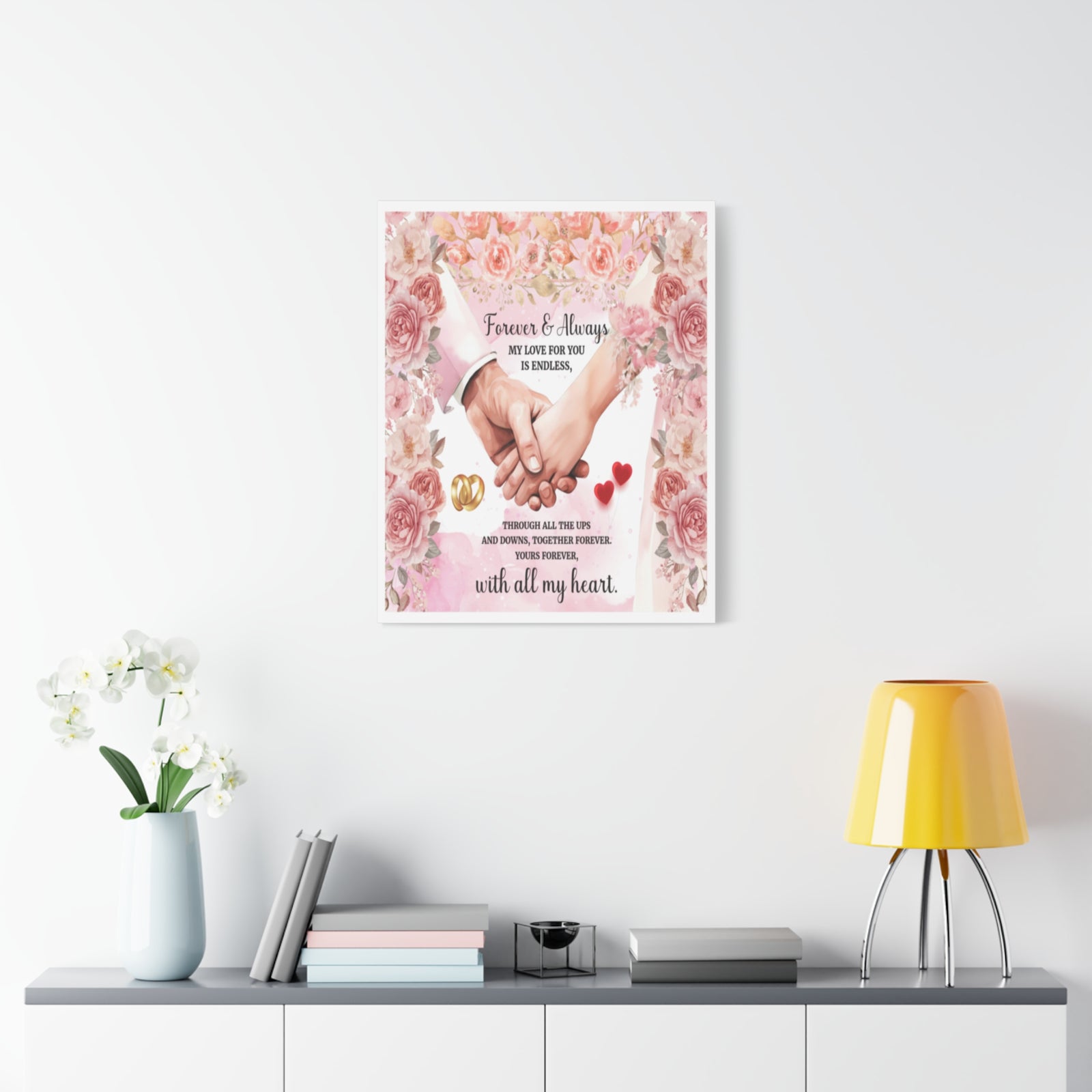 To My Wife Forever & Always Floral Canvas Wall Art – Romantic Wedding & Anniversary Gift-Express Your Love Gifts