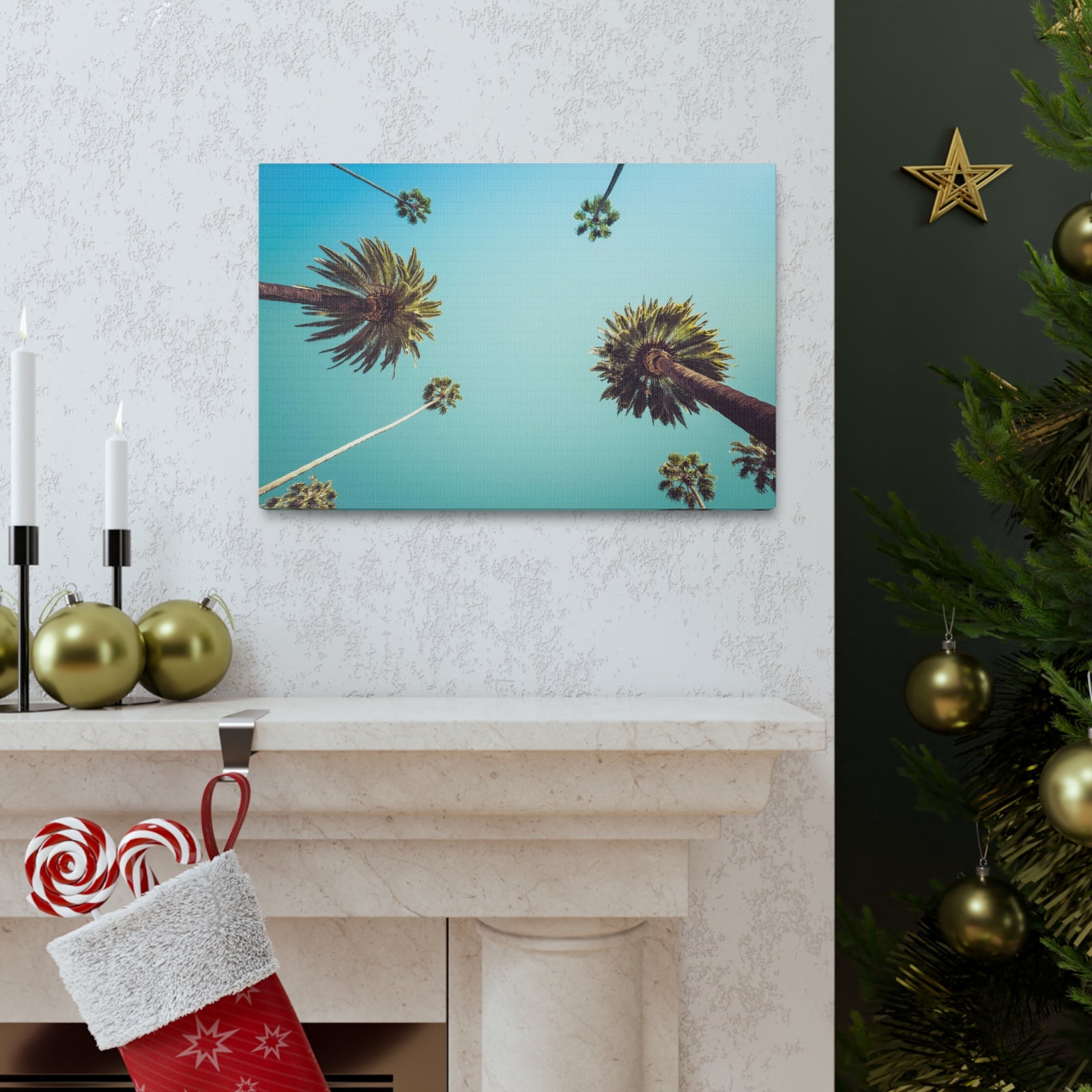 Los Angeles Palm Trees Modern Multicolor Scenic Nature Photography Canvas Home Office Decor Ready to Hang-Express Your Love Gifts