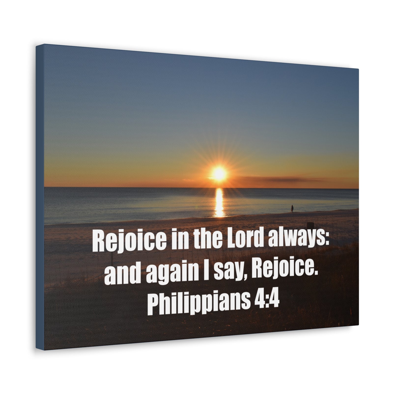 Scripture Walls Rejoice In The Lord Philippians 4:4 Sunset Bible Verse Canvas Christian Wall Art Ready to Hang-Express Your Love Gifts