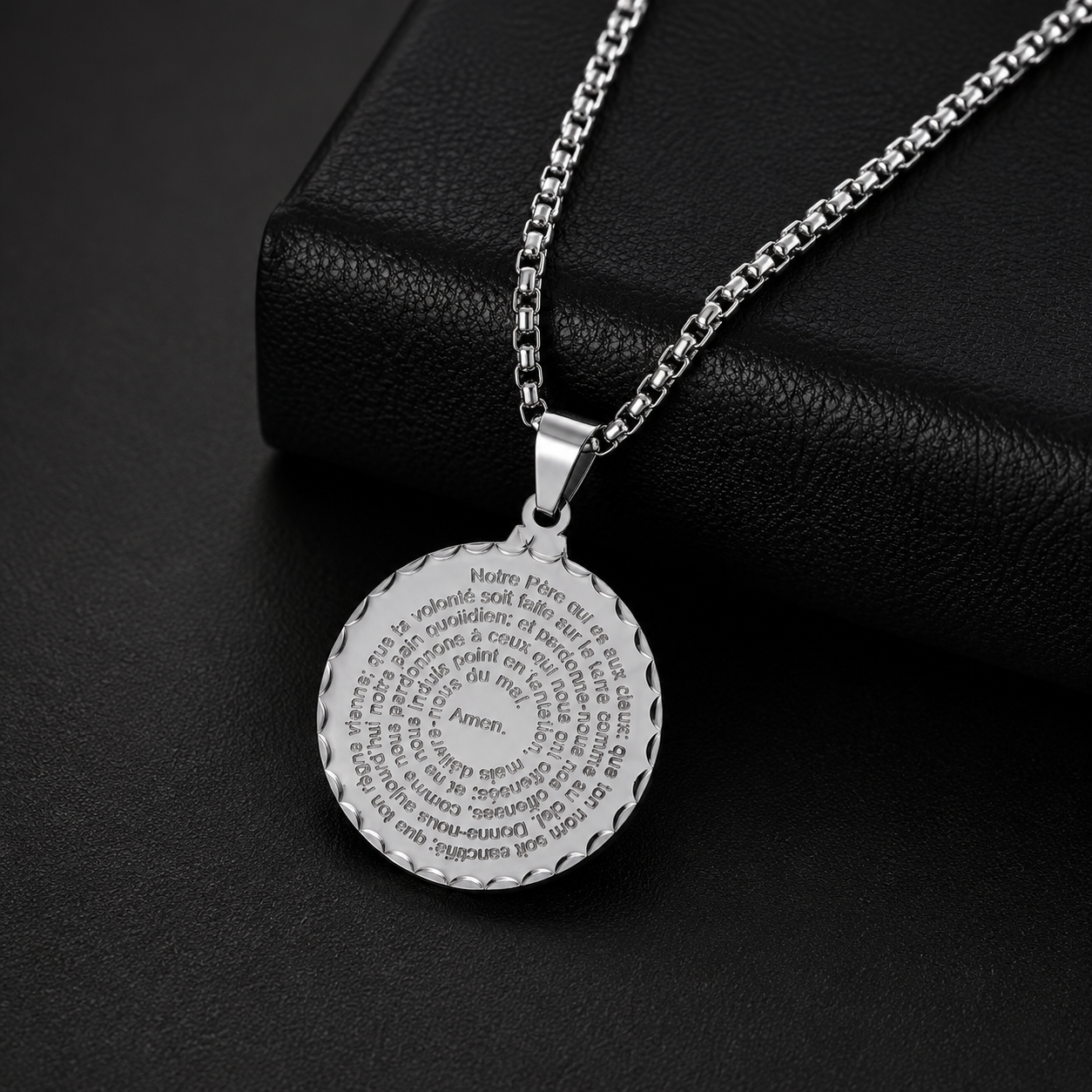 Men's Notre Pere Prayer Pendant Stainless Steel 24" Chain-Express Your Love Gifts