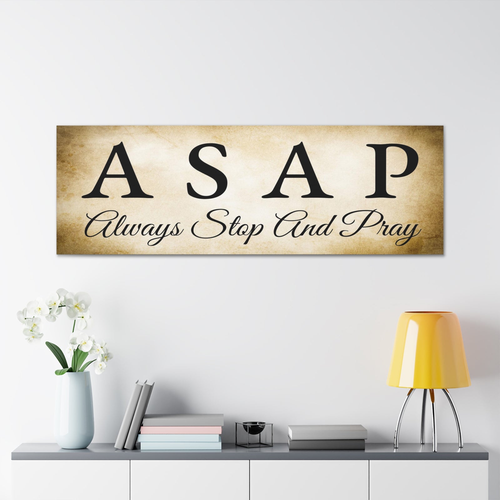 Scripture Walls Stop & Pray 1 Thessalonians 5:17 Gold Bible Verse Canvas Christian Wall Art Ready to Hang Unframed-Express Your Love Gifts