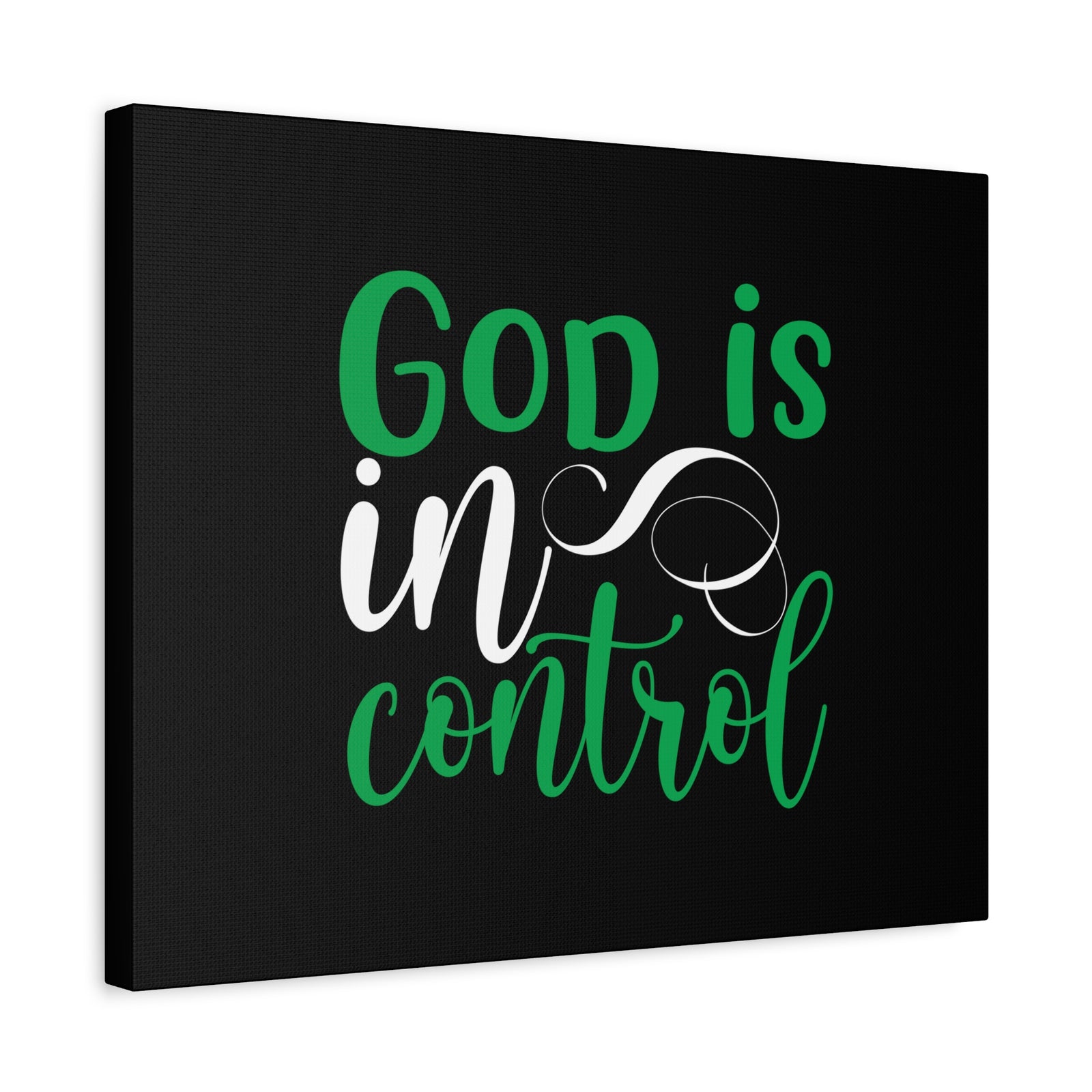 Scripture Canvas God Is In Control Psalm 27:1 Green Christian Wall Art Bible Verse Print Ready to Hang-Express Your Love Gifts