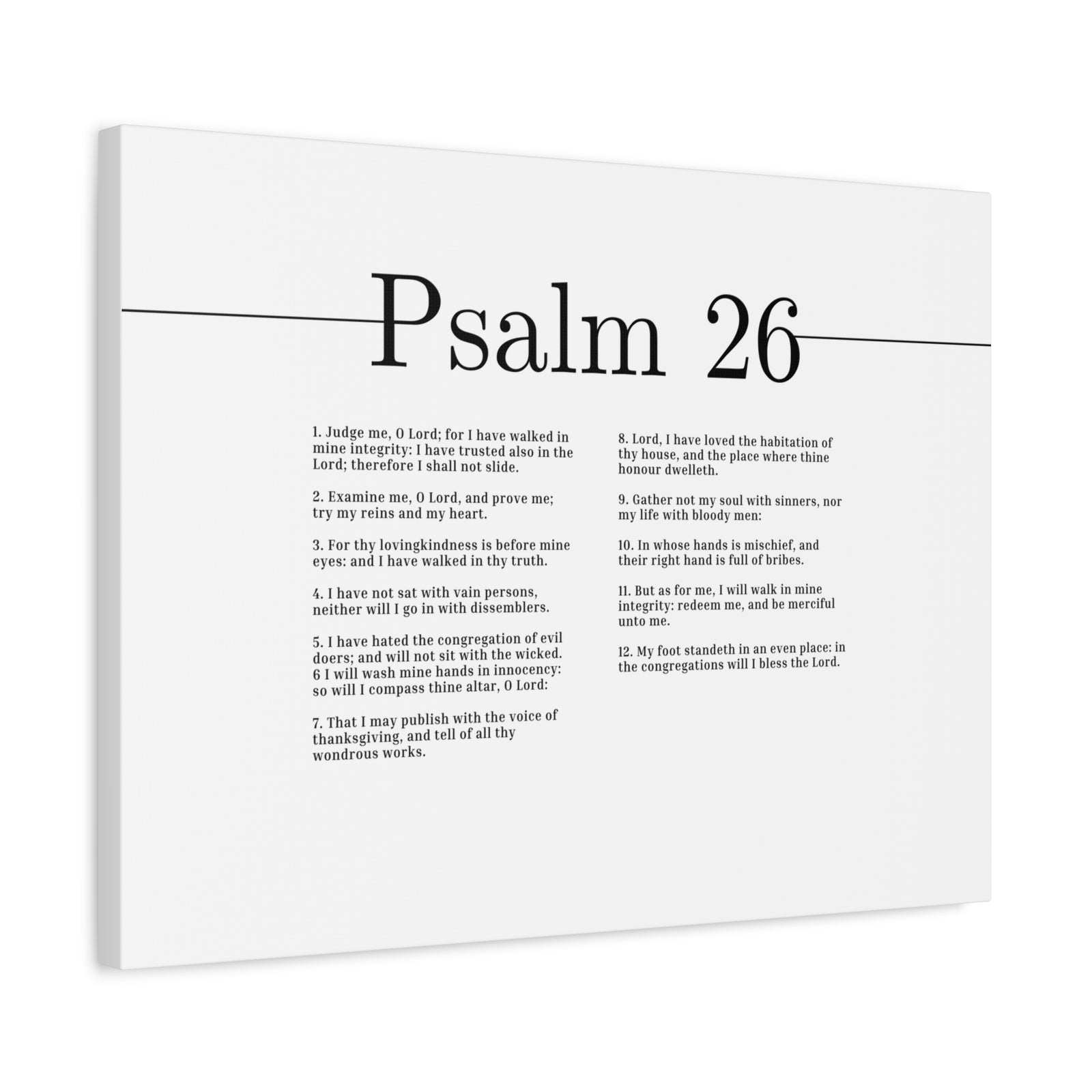 Scripture Canvas Judge Me, O Lord Psalm 26 Christian Wall Art Bible Verse Print Ready to Hang-Express Your Love Gifts