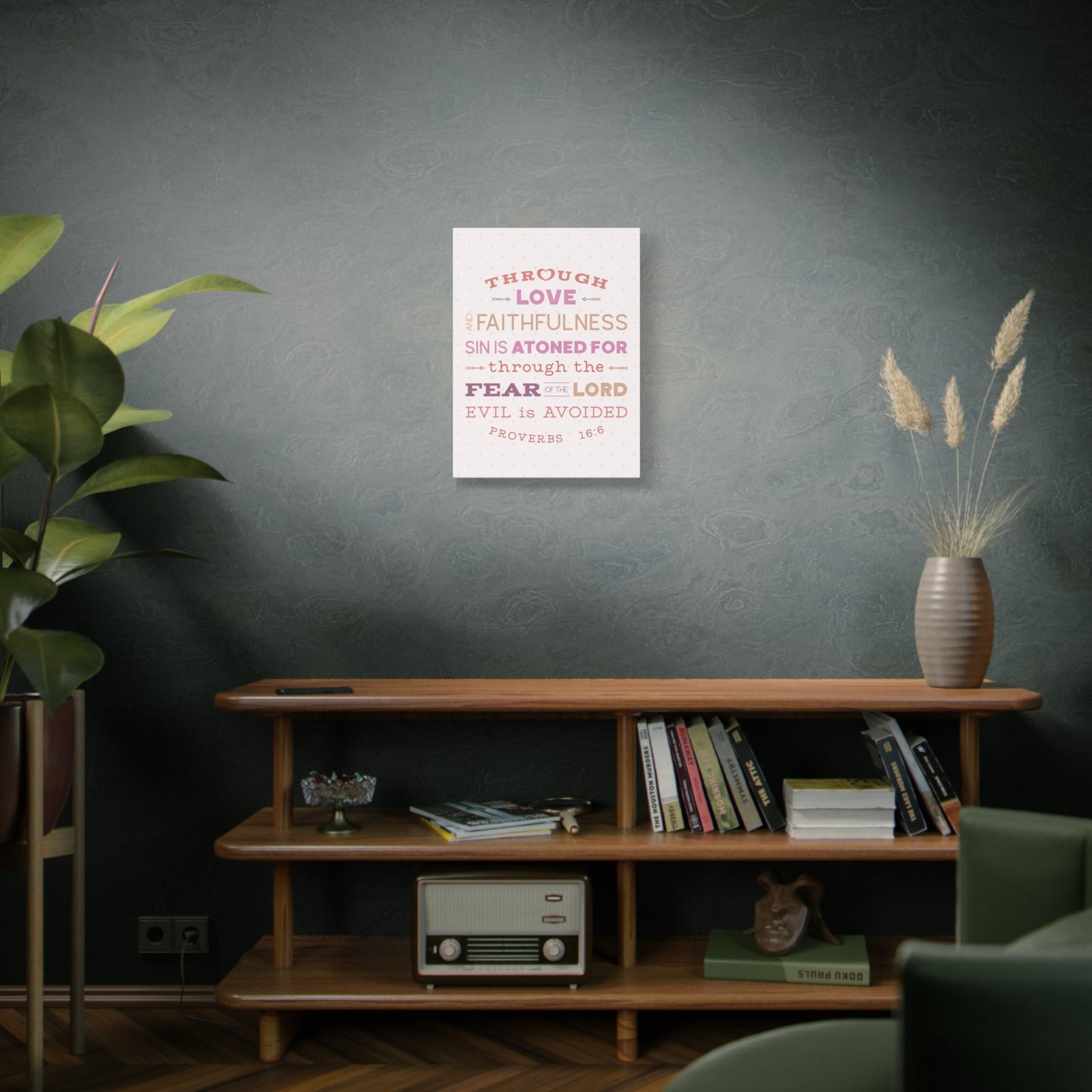 Scripture Canvas Through Love Faithfulness Proverbs 16:6 Christian Wall Art Bible Verse Print Ready To Hang-Express Your Love Gifts