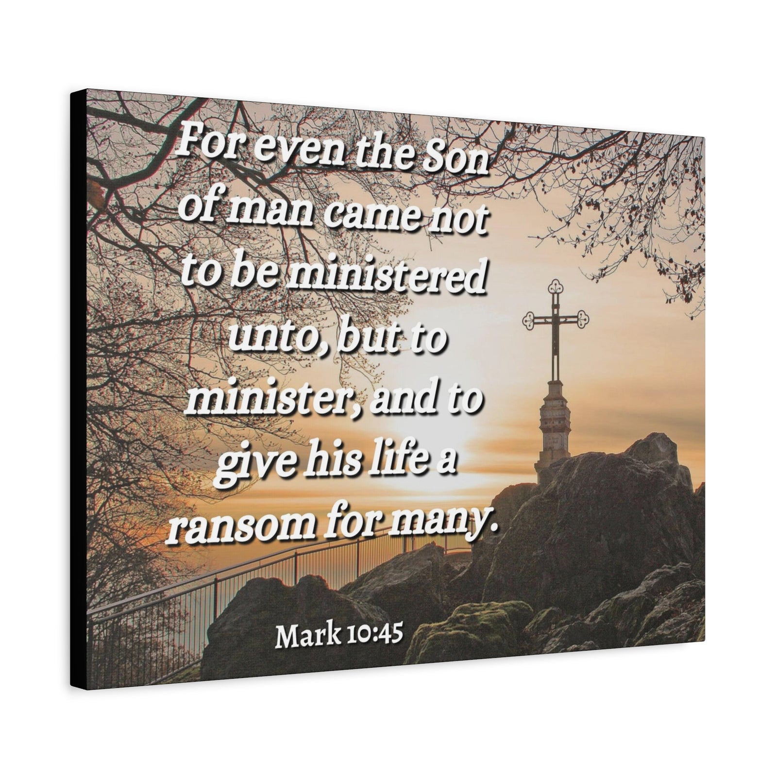Scripture Canvas Son Of Man Mark 10:45 Christian Wall Art Bible Verse Print Ready to Hang-Express Your Love Gifts