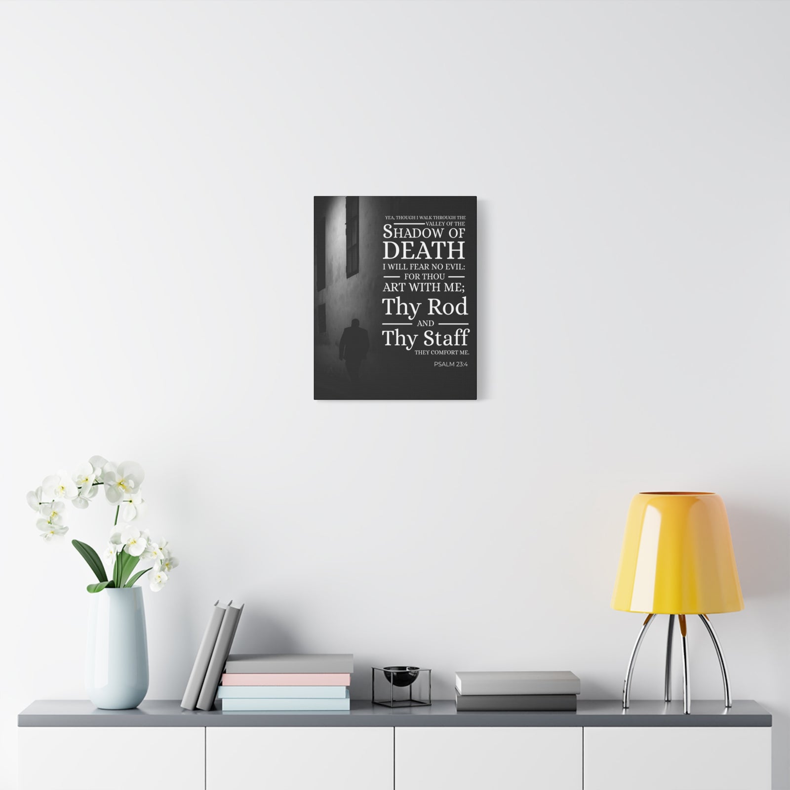 Scripture Canvas Shadow of Death Psalm 23:4 Christian Wall Art Bible Verse Print Ready to Hang-Express Your Love Gifts