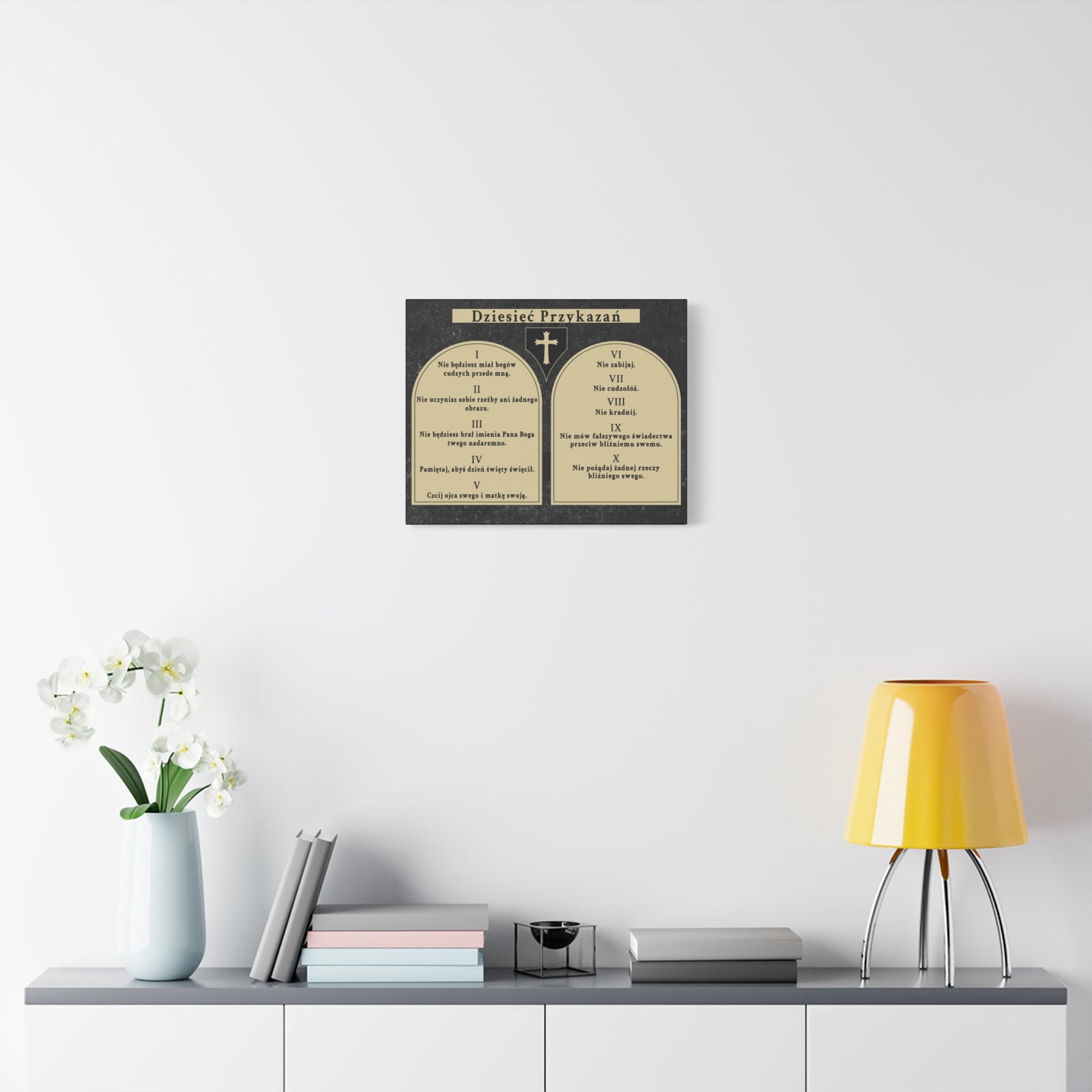Scripture Walls Dziesięć Przykazań Ten Commandments Polish Bible Verse Canvas Christian Wall Art Ready to Hang Unframed-Express Your Love Gifts