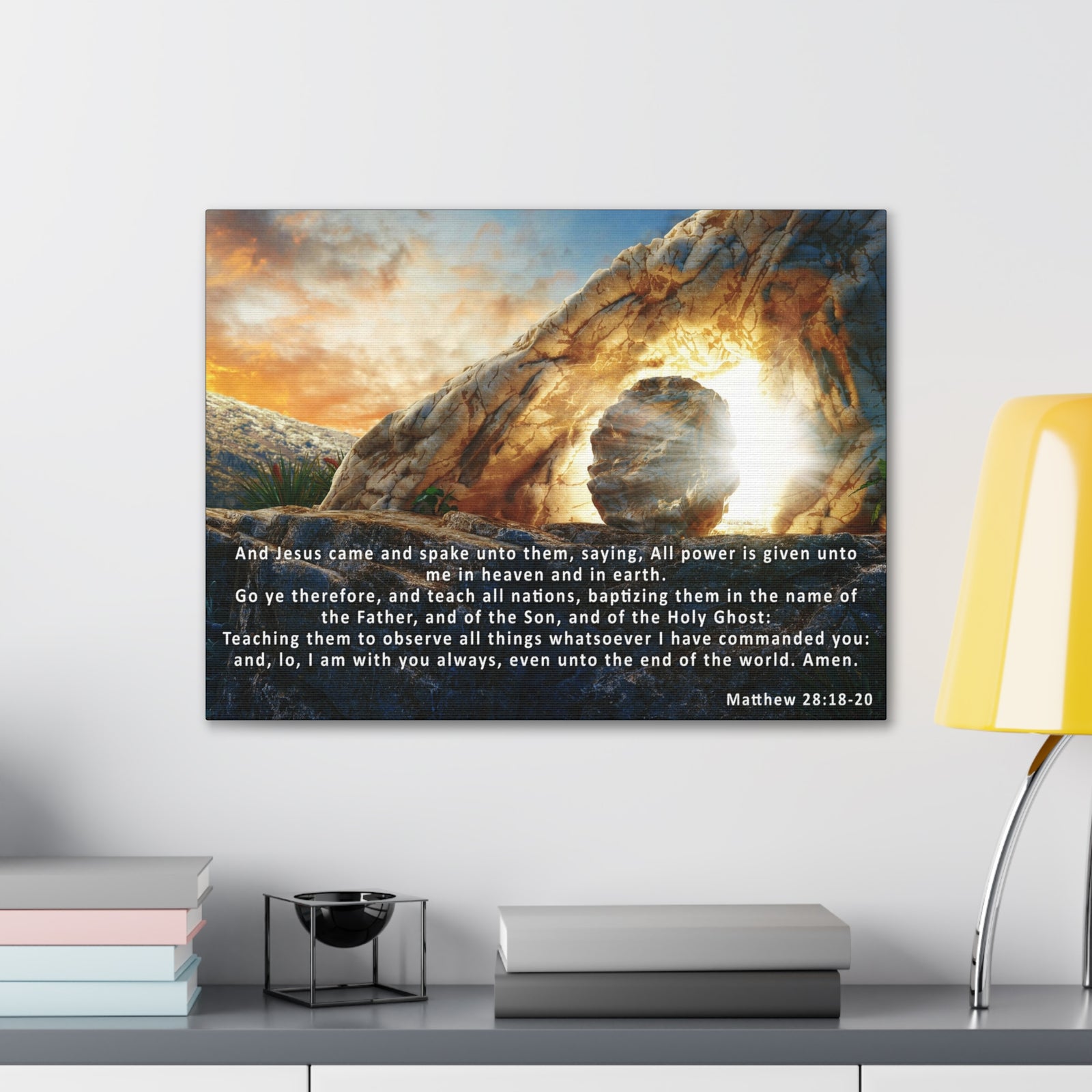 Scripture Walls Matthew 28:18-20 KJV Bible Verse Canvas Christian Wall Art Ready to Hang Unframed-Express Your Love Gifts