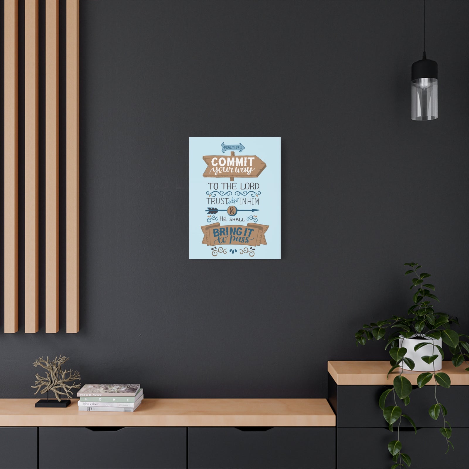 Scripture Canvas Commit Your Way Psalm 37:5 Christian Wall Art Bible Verse Print Ready To Hang-Express Your Love Gifts