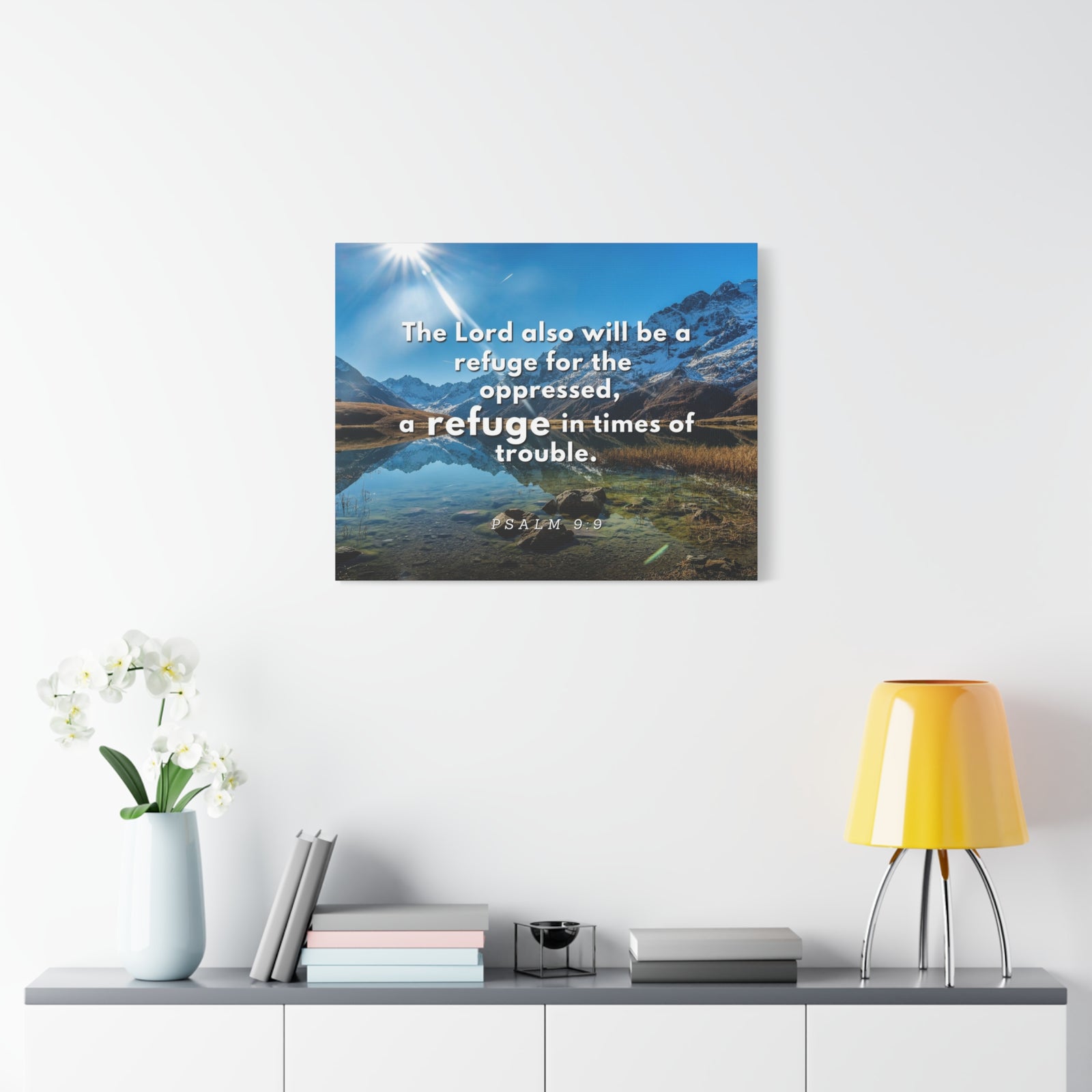 Scripture Canvas A Refuge Psalm 9:9 Christian Wall Art Bible Verse Print Ready to Hang-Express Your Love Gifts
