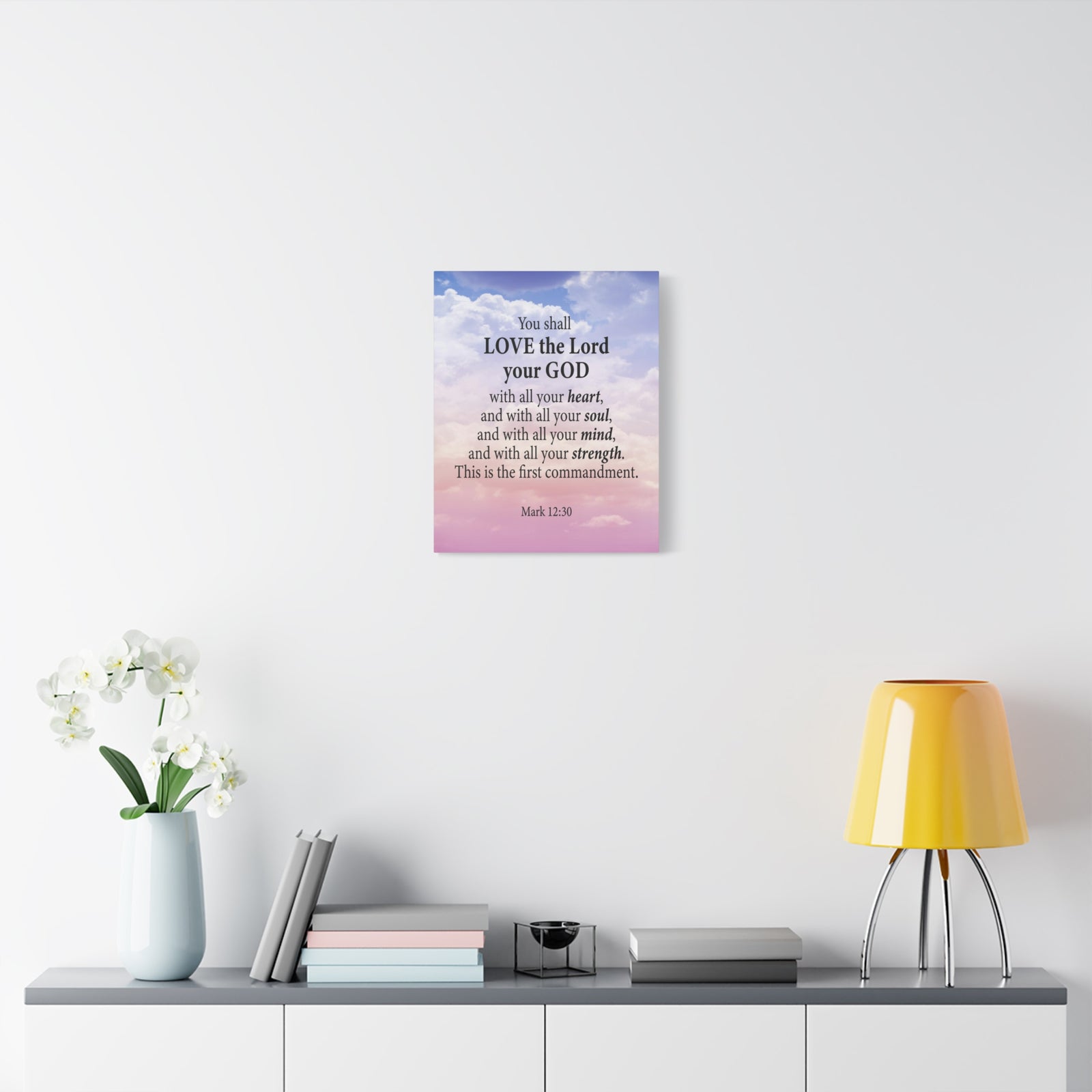 Bible Verse Canvas Love the Lord With All Your Heart Mark 12:30 Wall Art Christian Home Decor-Express Your Love Gifts