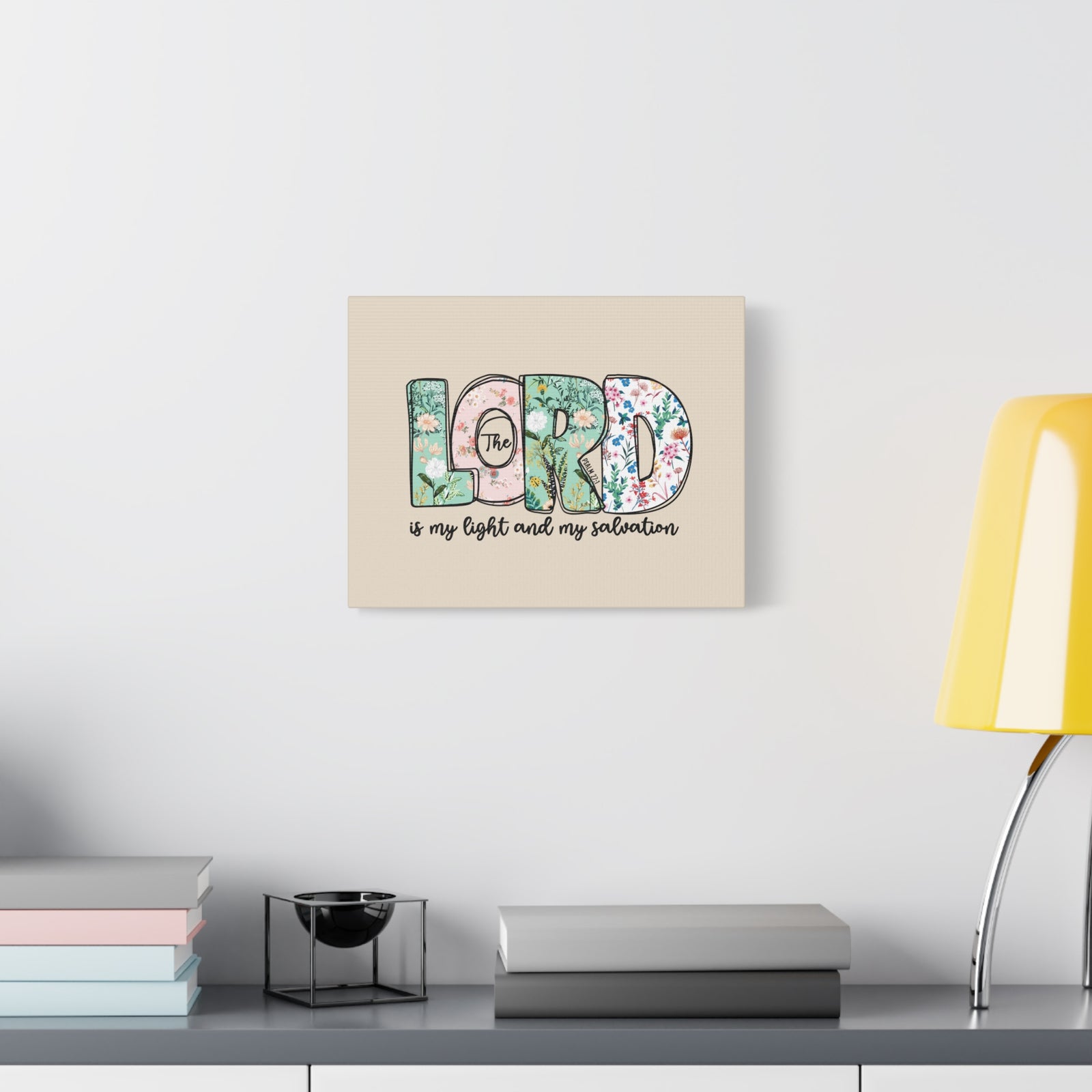 Scripture Walls Light And My Salvation Floral Psalm 27:1 Bible Verse Canvas Christian Wall Art Ready to Hang-Express Your Love Gifts