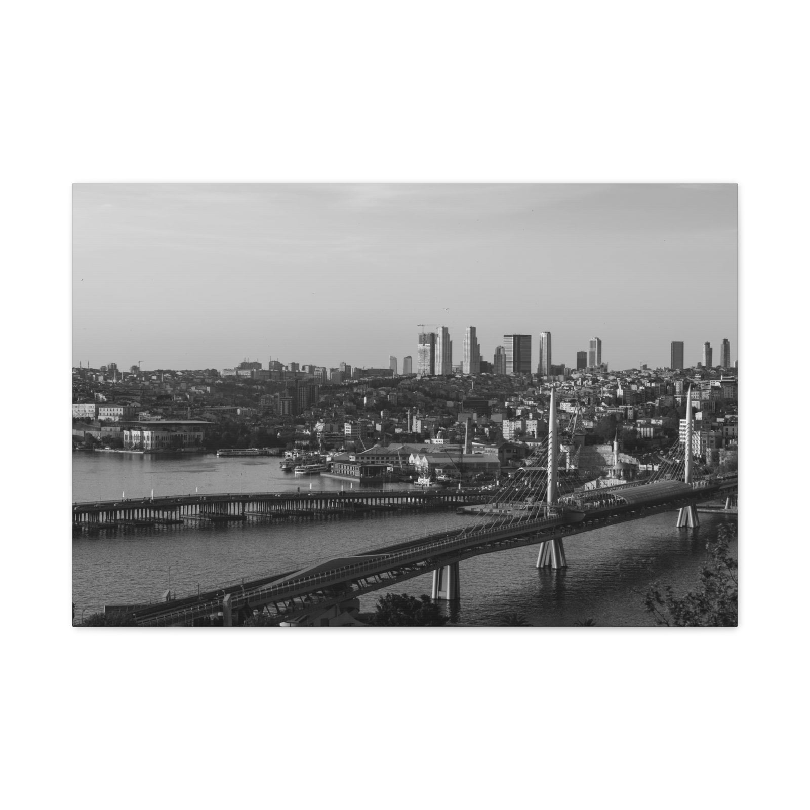 Istanbul Black And White Skyline Canvas Artwork High-Quality Breathtaking Stunning Cityscape for Home Decor Ready to Hang-Express Your Love Gifts