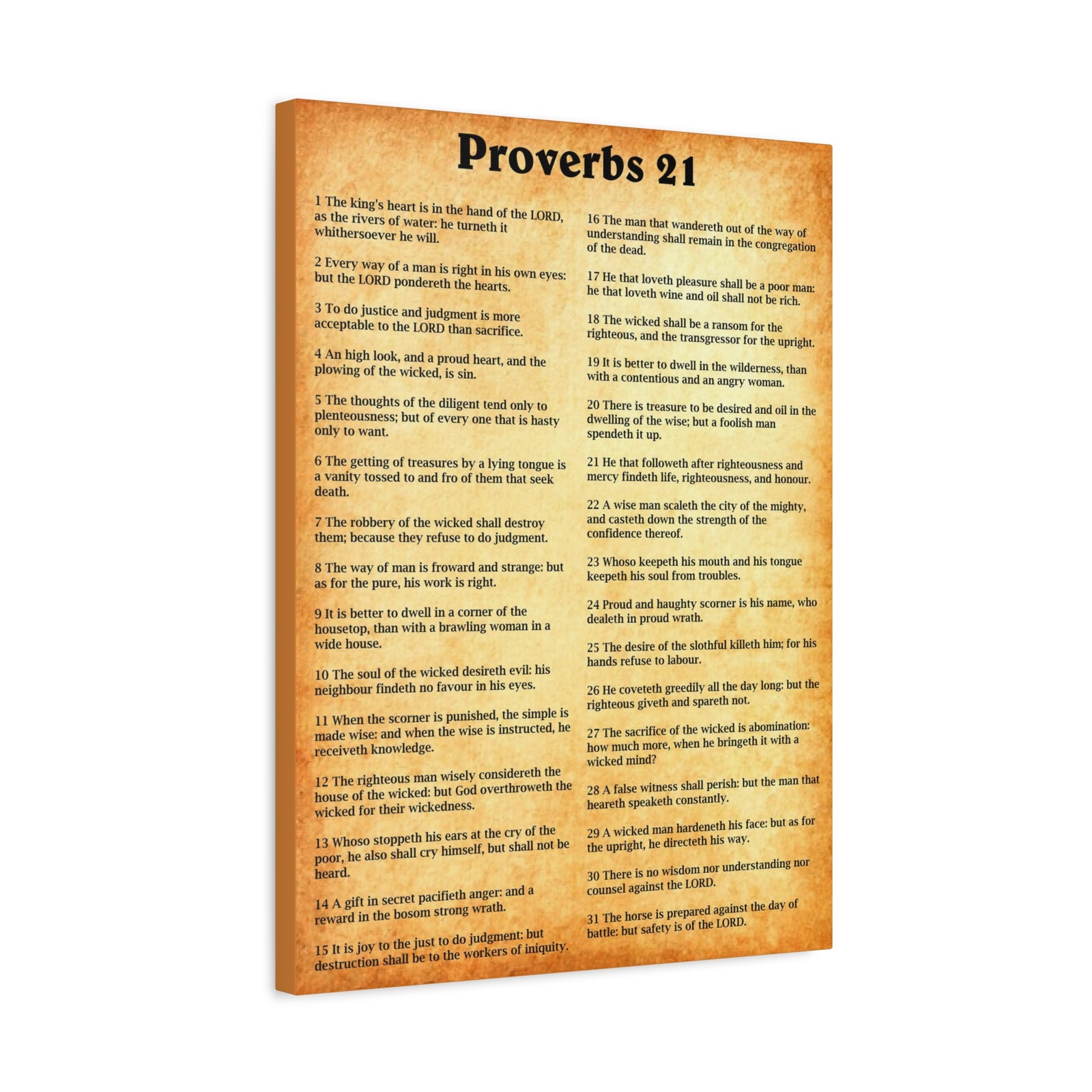 Scripture Walls Proverbs Chapter 21 Gold Bible Canvas Christian Wall Art Ready to Hang Unframed-Express Your Love Gifts