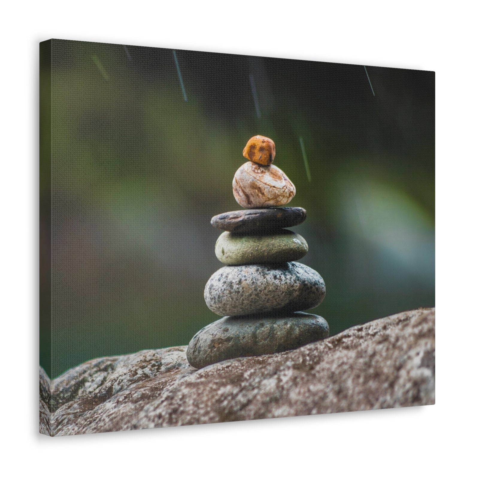 Rocks in Peaceful Rainforest Forest Floral Nature Photography Canvas Wall Art for Home Decor Ready-to-Hang-Express Your Love Gifts