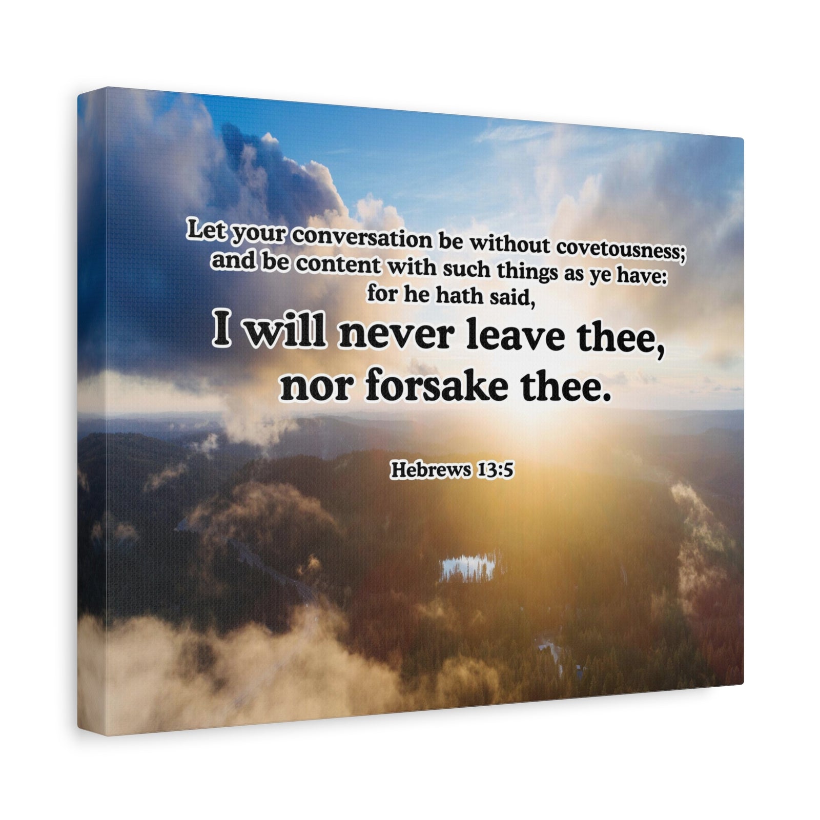Bible Verse Canvas Never Leave or Forsake You Hebrews 13:5 Christian Wall Art Print Ready to Hang Unframed-Express Your Love Gifts