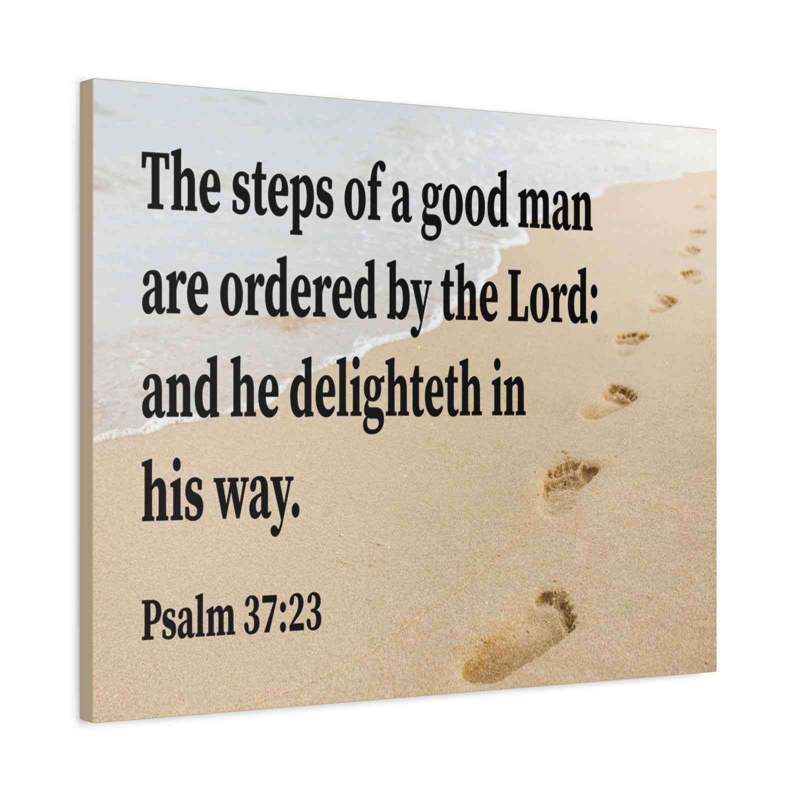 Scripture Walls Psalm 37:23 Steps of a Good Man Scripture Bible Verse Canvas Christian Wall Art Ready to Hang Unframed-Express Your Love Gifts