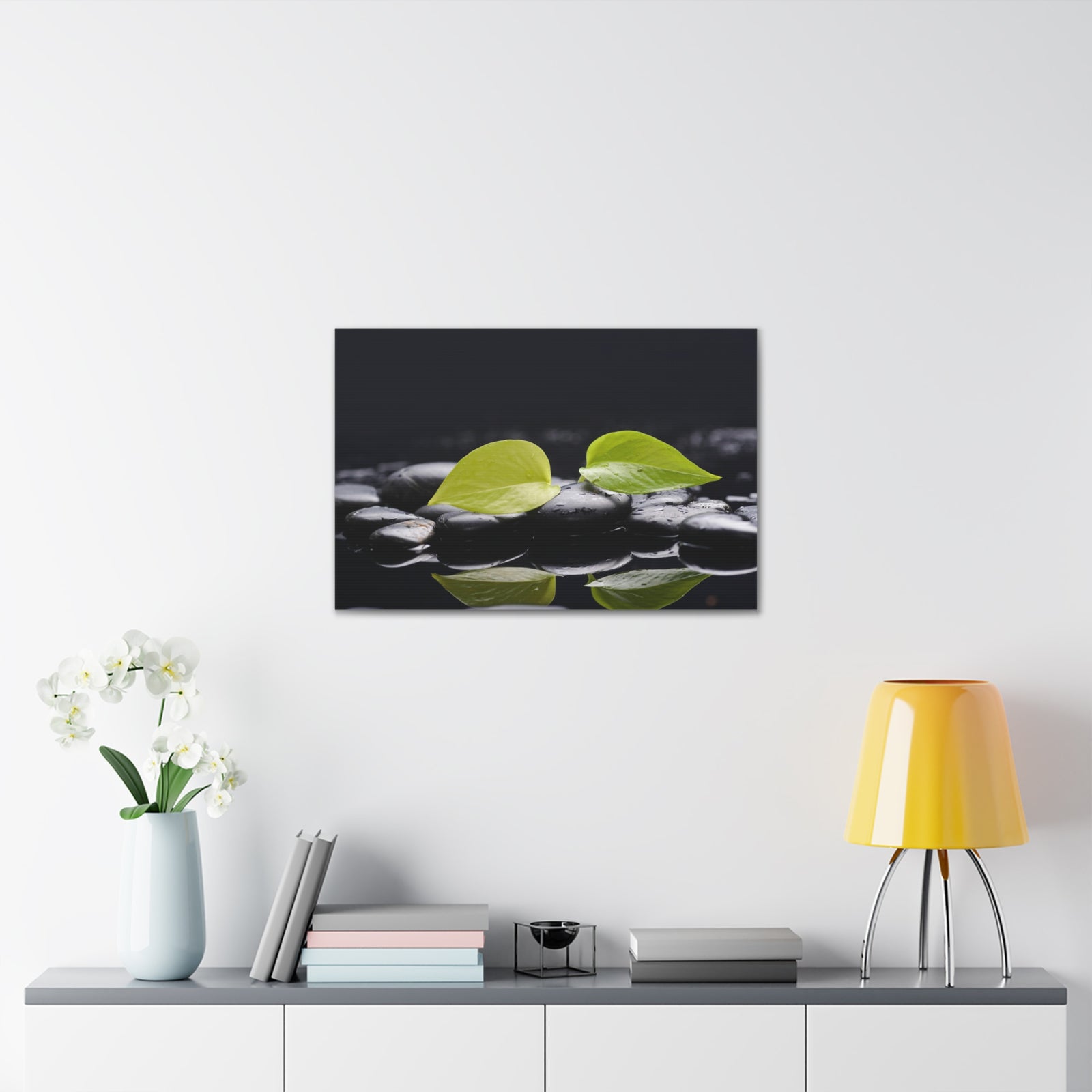 Green Leaf with Stones Forest Floral Nature Photography Canvas Wall Art for Home Decor Ready-to-Hang-Express Your Love Gifts