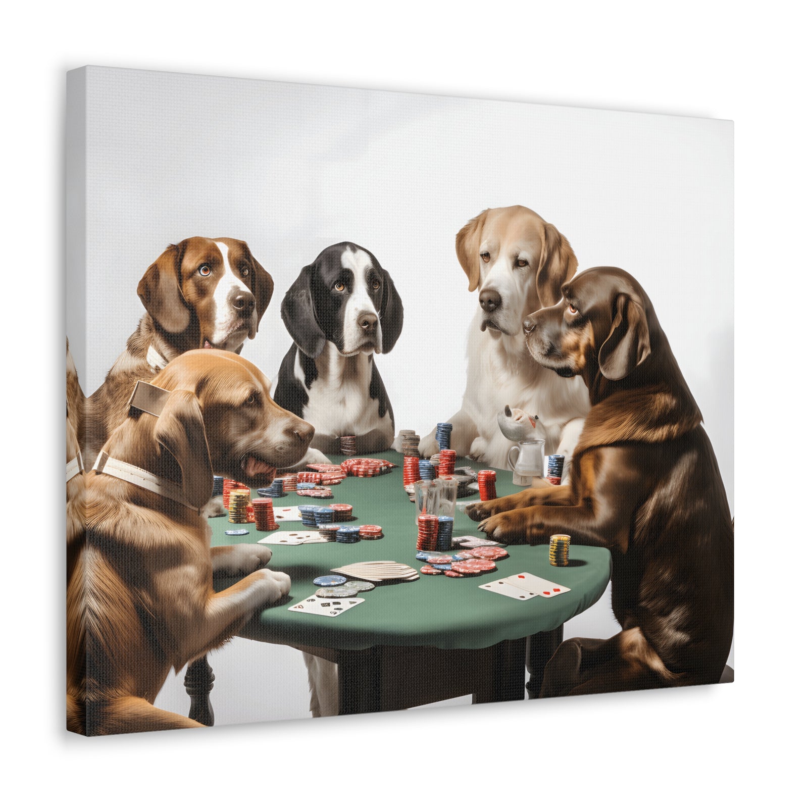 Dogs Playing Poker Funny Game Playing Card Canvas Wall Art for Home Decor Ready-to-Hang-Express Your Love Gifts