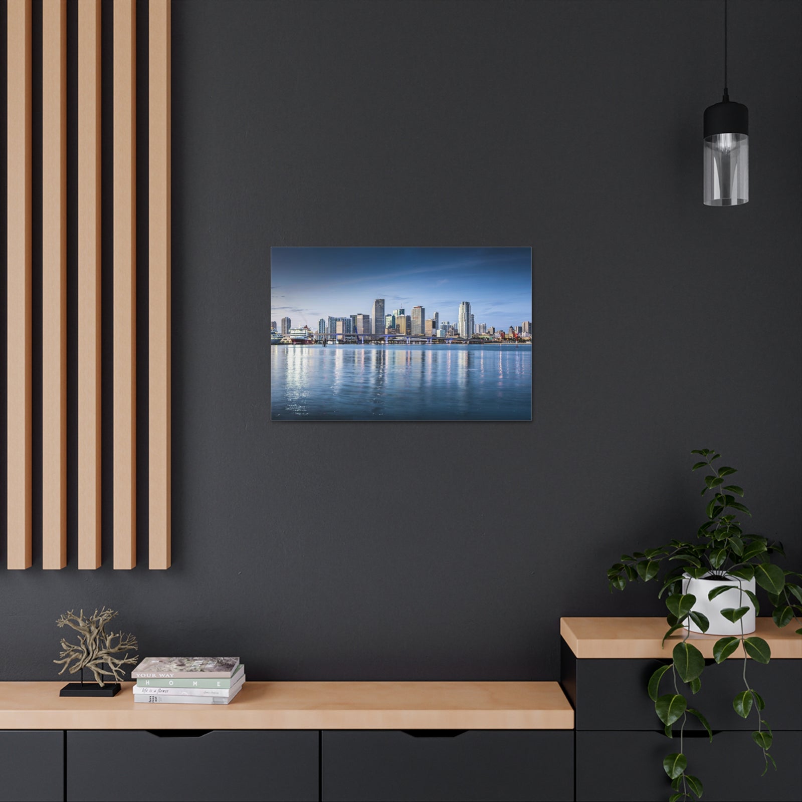 Miami Daytime Skyline Canvas Artwork High-Quality Breathtaking Stunning Cityscape for Home Decor Ready to Hang-Express Your Love Gifts