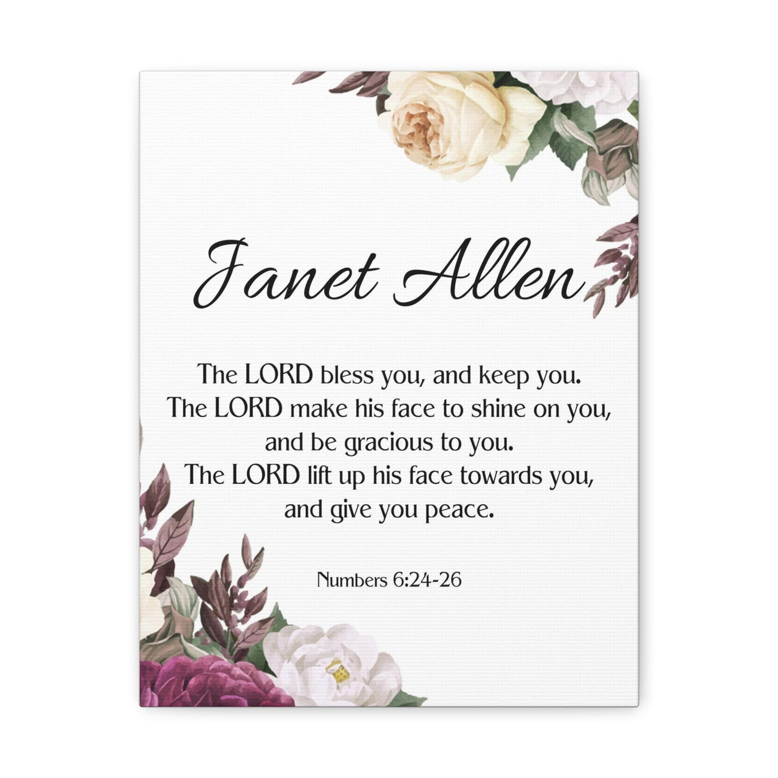 Scripture Walls Personalized Numbers 6:24-26 Bible Chapter Canvas Christian Wall Art Ready to Hang-Express Your Love Gifts