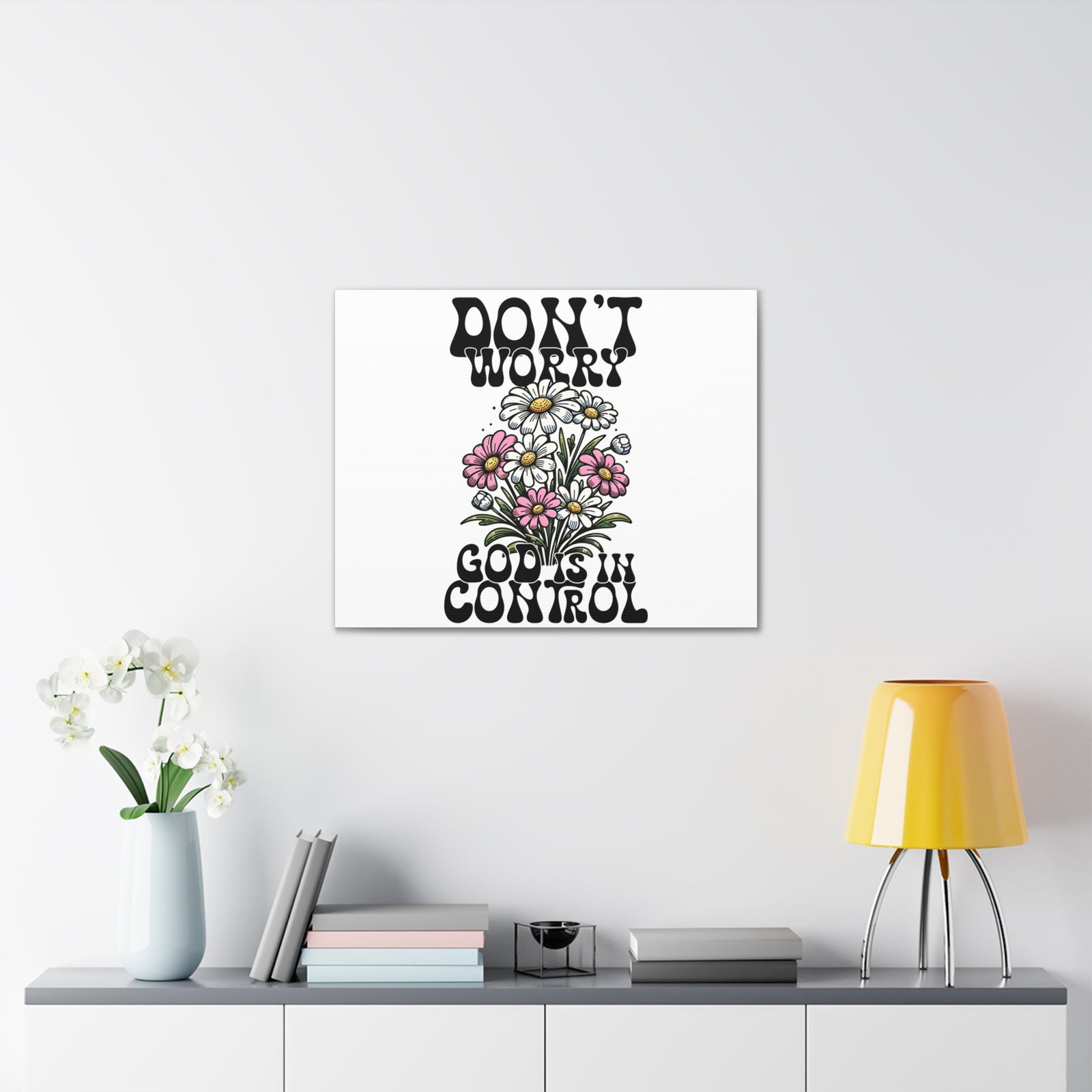 Scripture Walls God is in Control Retro Bible Verse Canvas Christian Wall Art Ready to Hang Unframed-Express Your Love Gifts