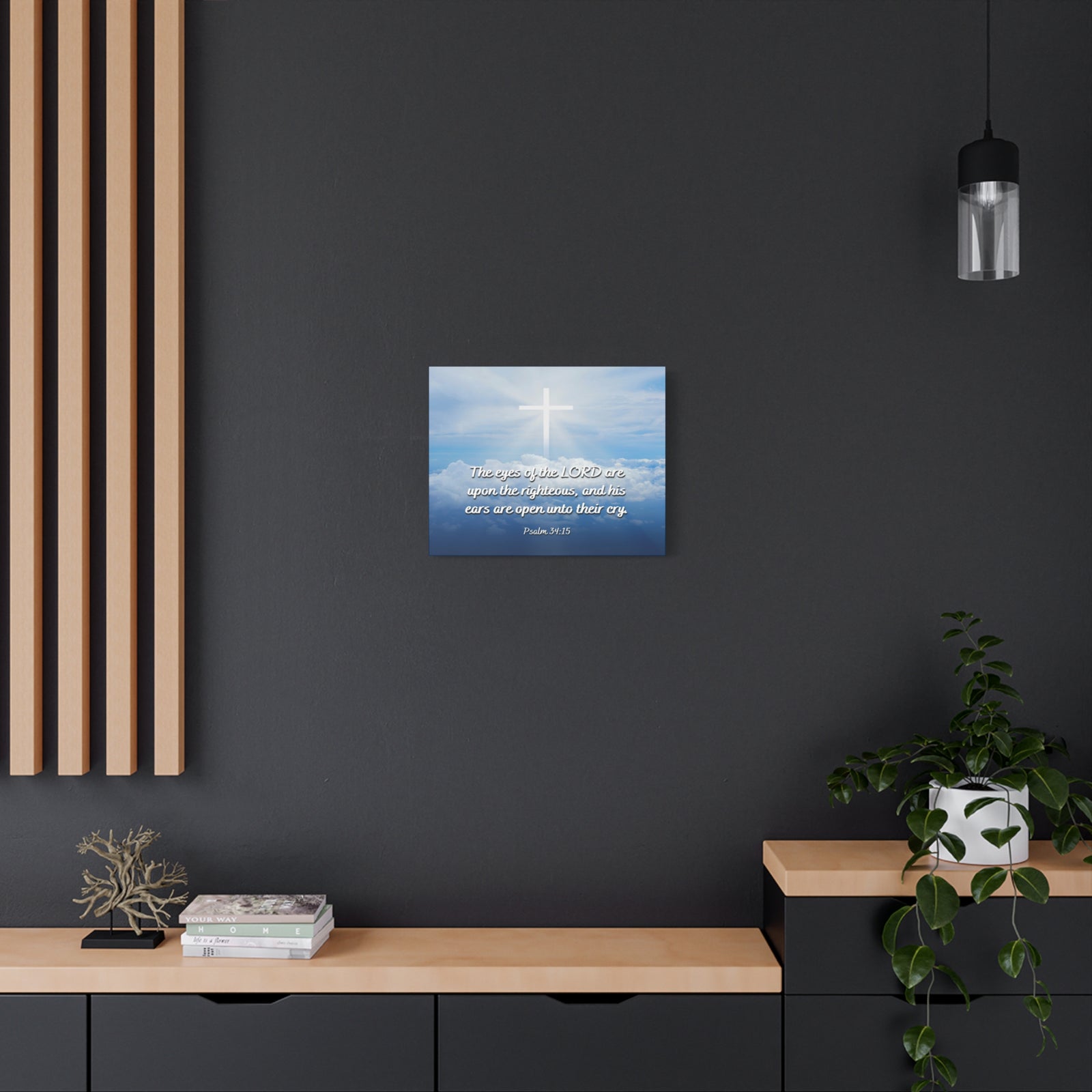 Scripture Canvas The Righteous Psalm 34:15 Christian Wall Art Bible Verse Print Ready to Hang-Express Your Love Gifts