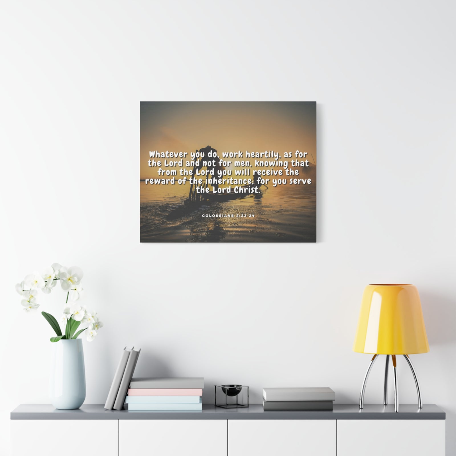Scripture Canvas Working For God Colossians 3:23 - 24 Christian Wall Art Bible Verse Print Ready to Hang-Express Your Love Gifts