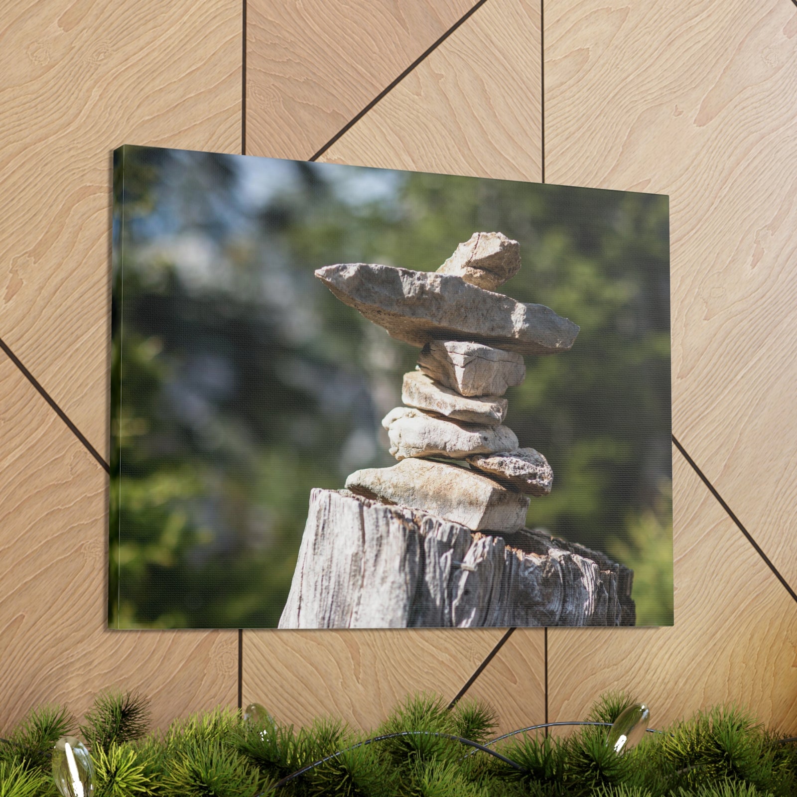 Stones Trail as Marker Forest Floral Nature Photography Canvas Wall Art for Home Decor Ready-to-Hang-Express Your Love Gifts