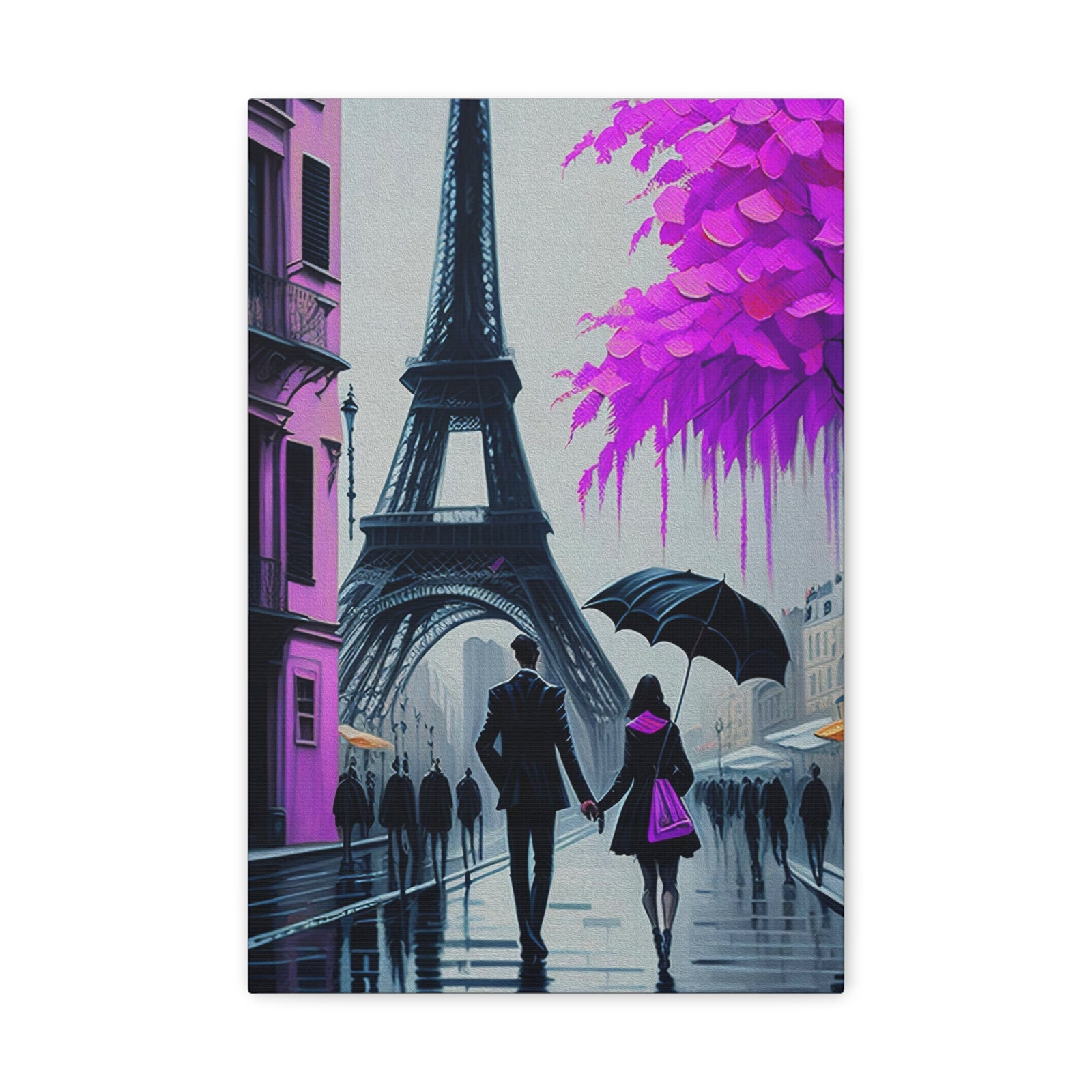 Romantic Couple Paris Eiffel Tower France Canvas Artwork High-Quality Breathtaking French City for Home Decor Ready to Hang-Express Your Love Gifts
