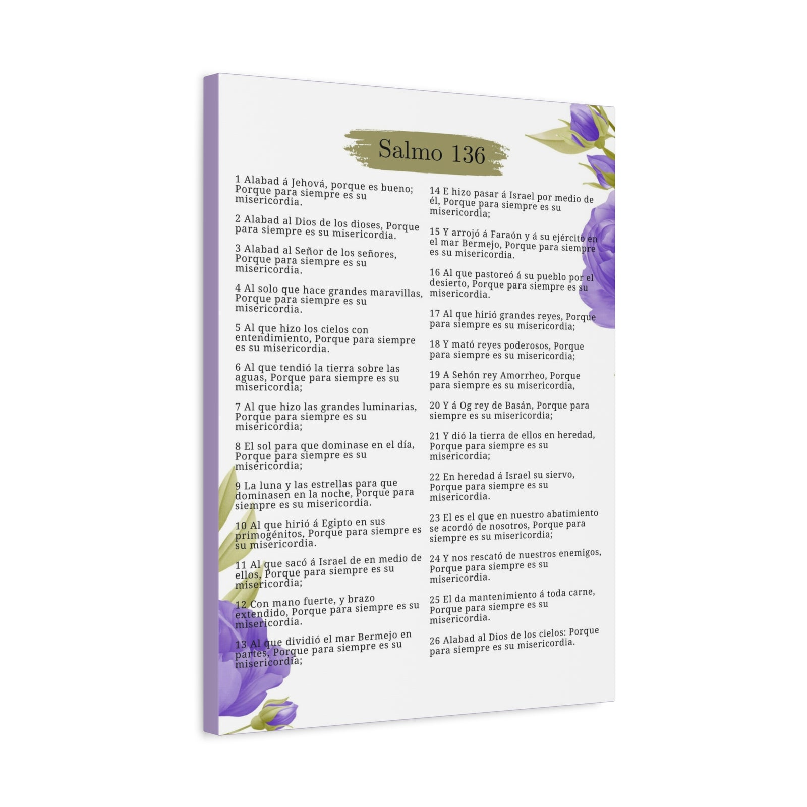 Salmo 136 Impresión De Arte Cristiano en la Pared Lista Para Colgar-Express Your Love Gifts