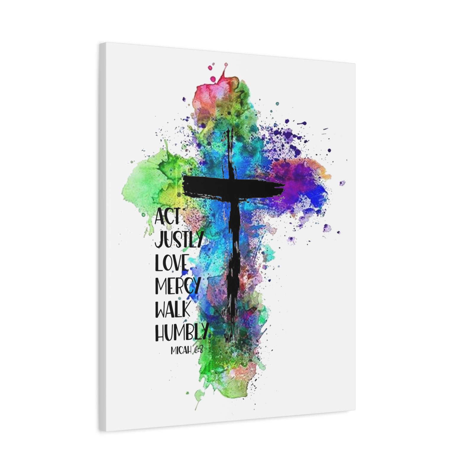 Scripture Walls Micah 6:8 Act Justly Distressed Cross Bible Verse Canvas Christian Wall Art Ready to Hang Unframed-Express Your Love Gifts